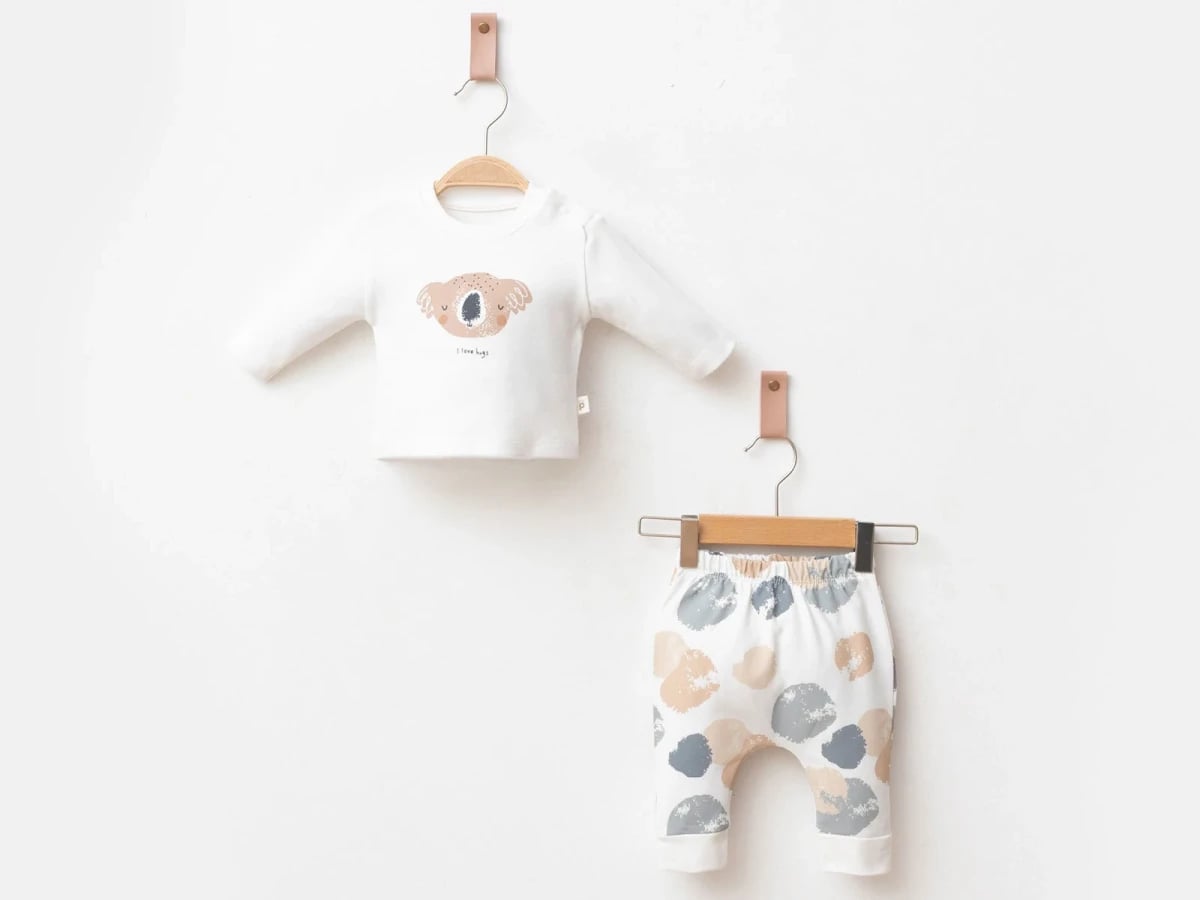 Koala Print Baby Boy Set - White - Pookie - by Peralane