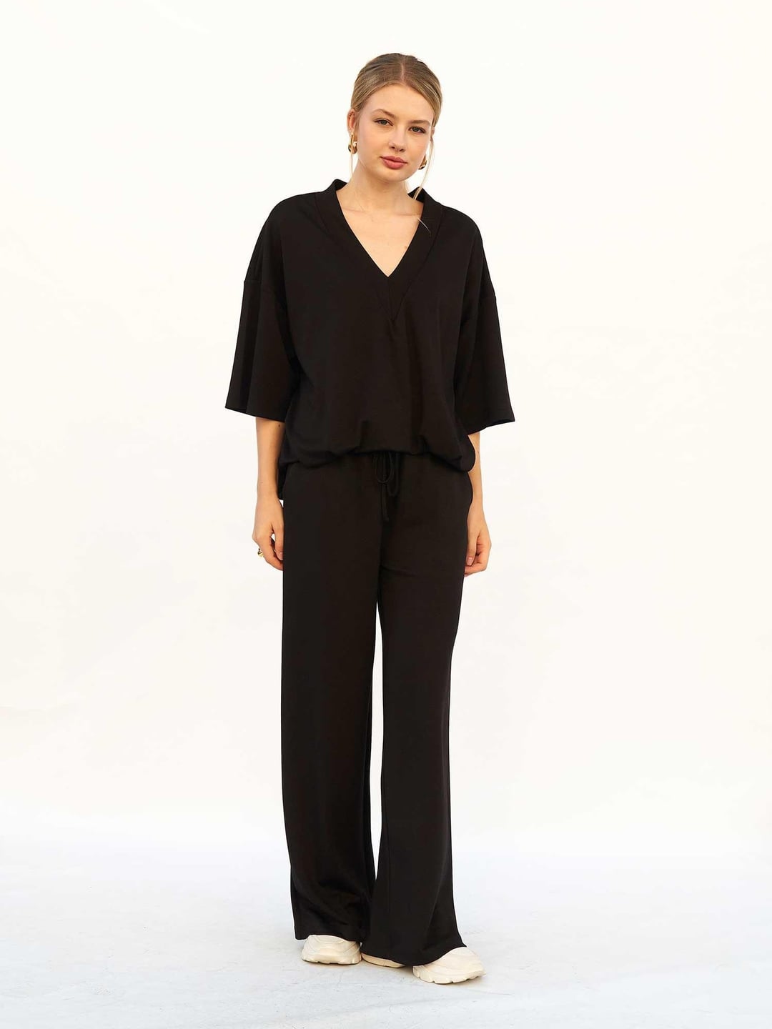 Black V-Neck Knit Blouse - Lefon - by Peralane - photo 5
