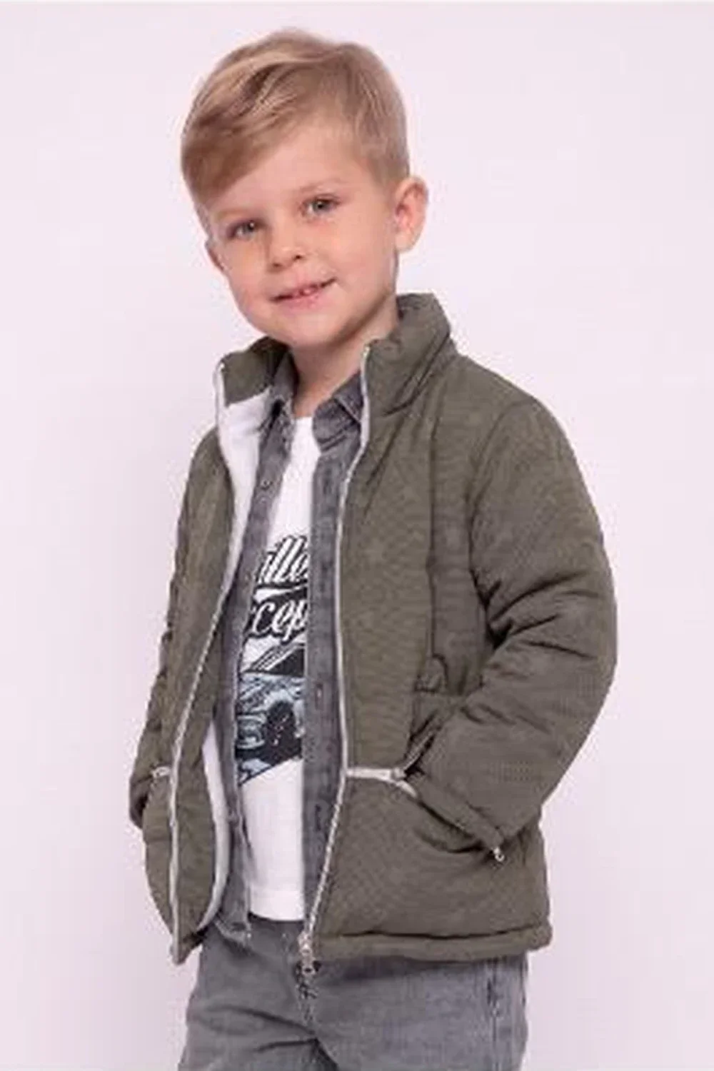 Boys' 4-Piece Quilted Jacket Set - Olive Green - Has Bereket - by Peralane