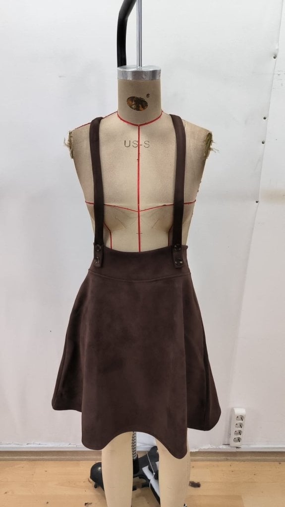 Women's Brown Suede Pinafore Dress with Button Straps - Janes - by Peralane - photo 4