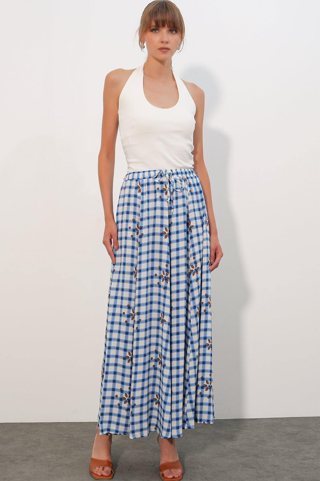 Women's Plaid Long Skirt 8065 - Blue - Bigdart - by Peralane - photo 2