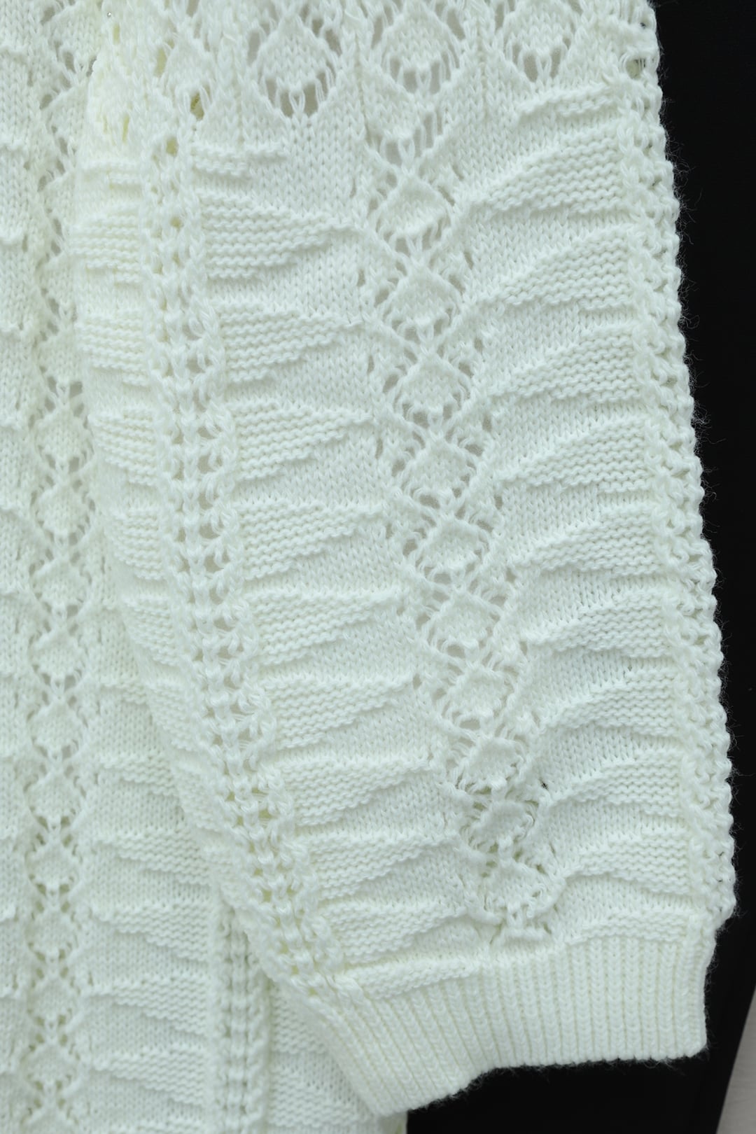 Pom-Pom Mixed Pattern Mid-Length Knitted Cardigan - Ecru - Podyumplus - by Peralane - photo 5