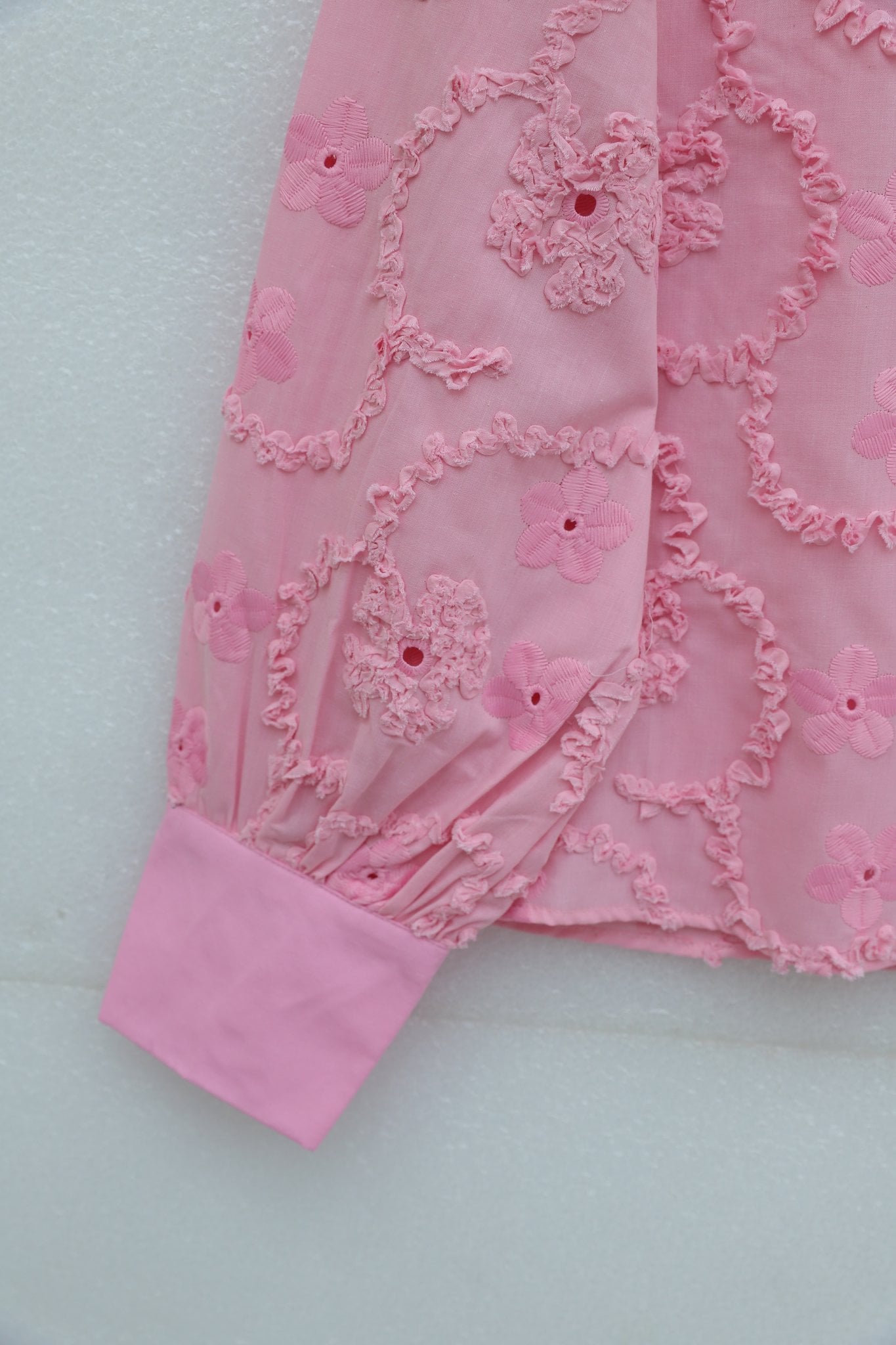 Pink Floral Embroidered Scalloped Button Blouse - Mira Fabric - Podyumplus - by Peralane - photo 5