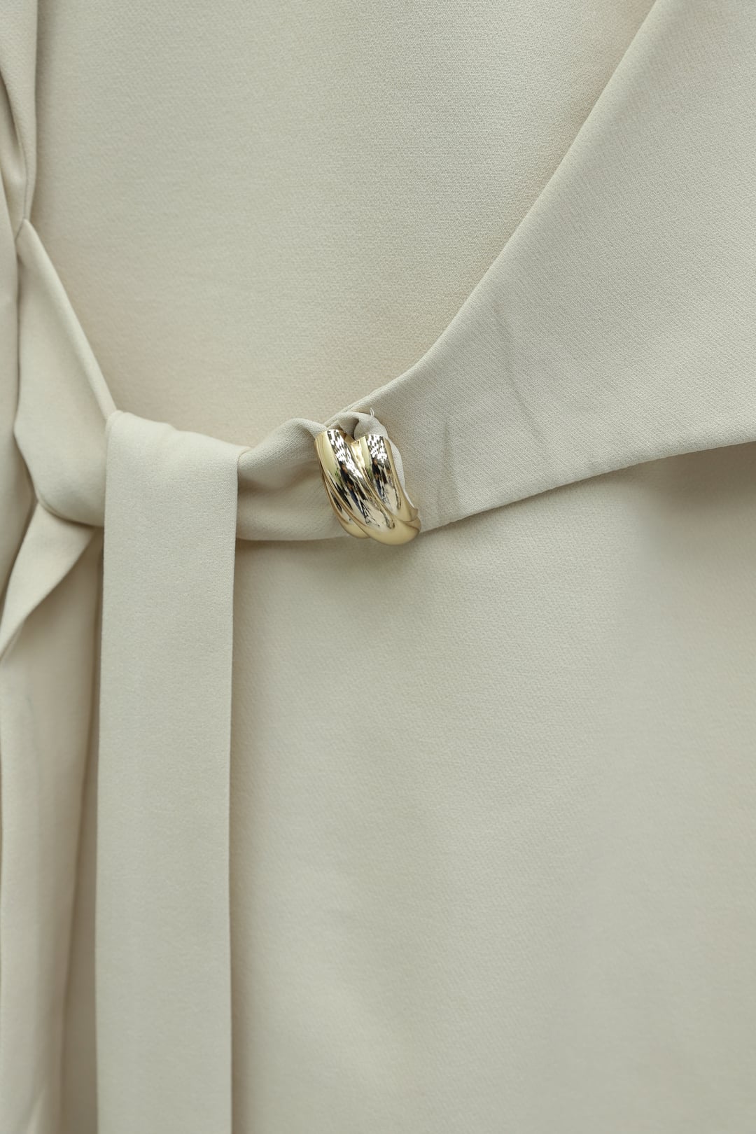 Beige Wrap Top and Straight-Leg Trousers Two-Piece Set - Podyumplus - by Peralane - photo 4