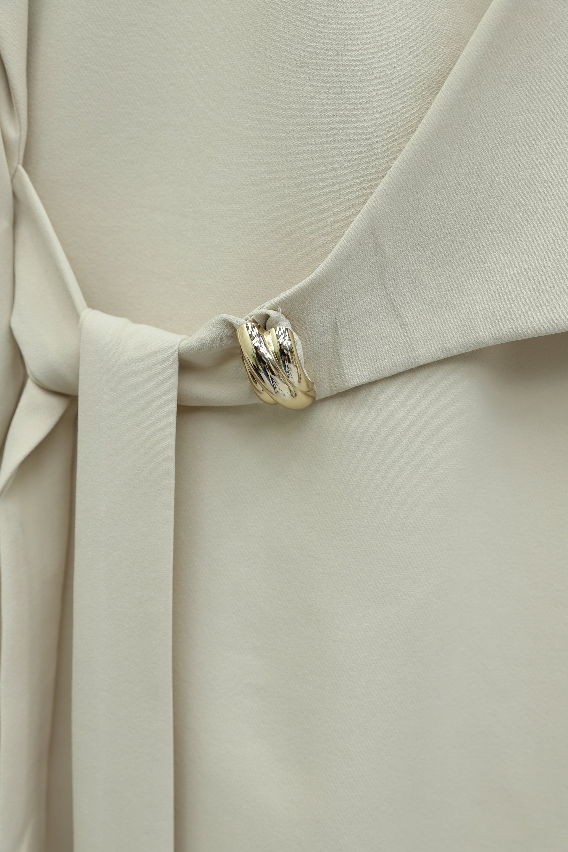 Beige Wrap Top and Straight-Leg Trousers Two-Piece Set - Podyumplus - by Peralane - photo 4