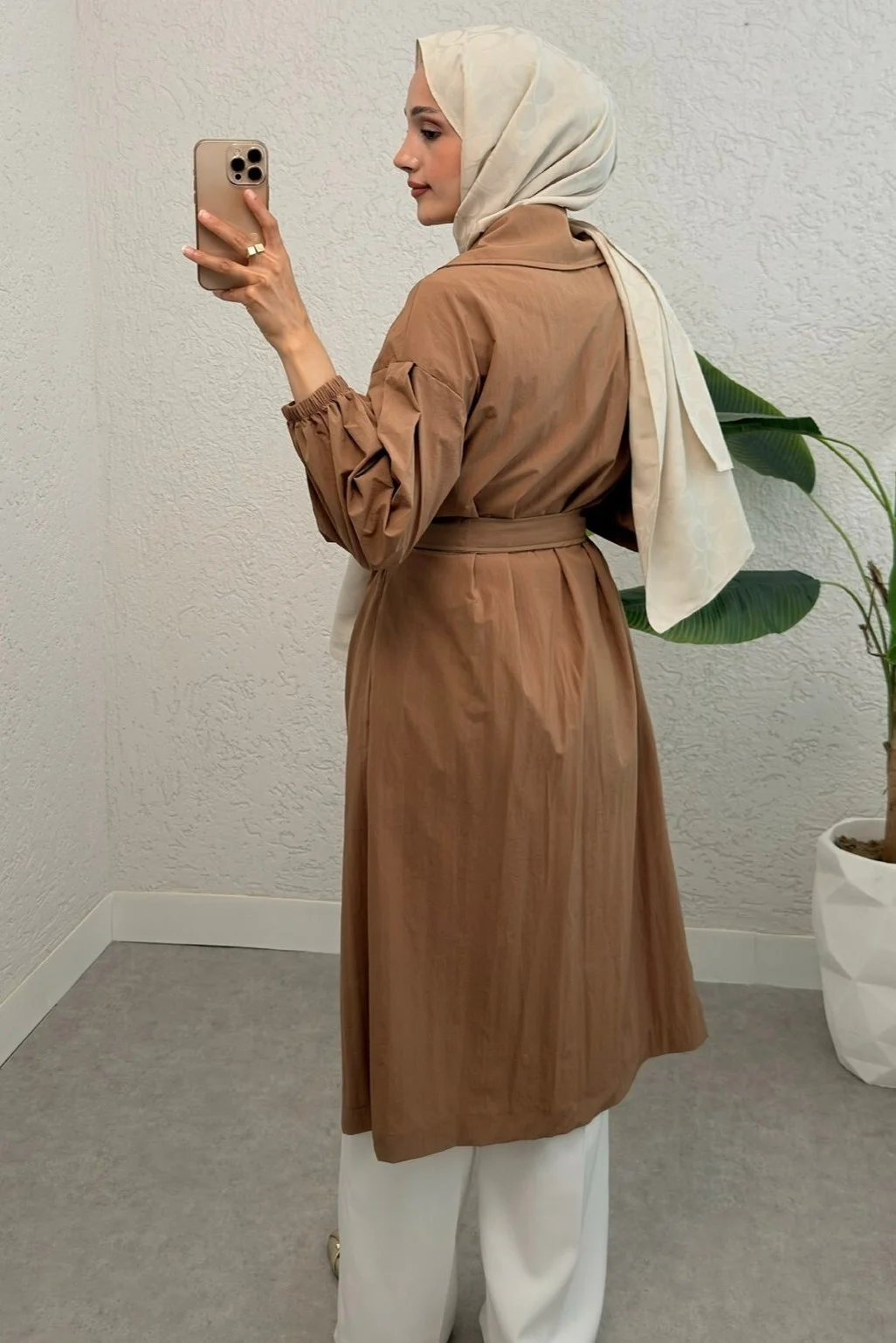 Oversize Belted Lined Trench Coat in Tan - Podyumplus - by Peralane - photo 5