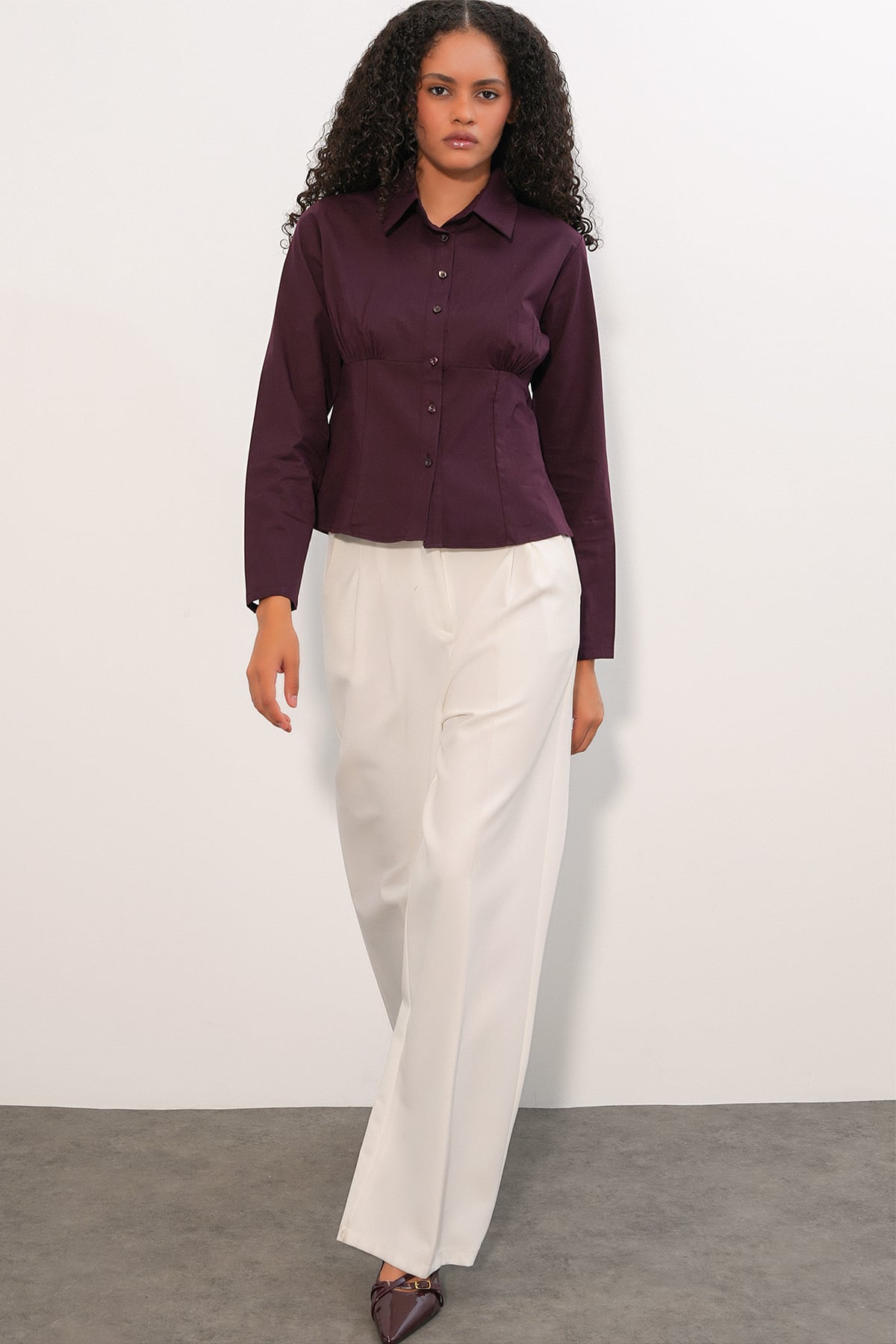 Slim Fit Poplin Shirt in Deep Plum - Bigdart - by Peralane