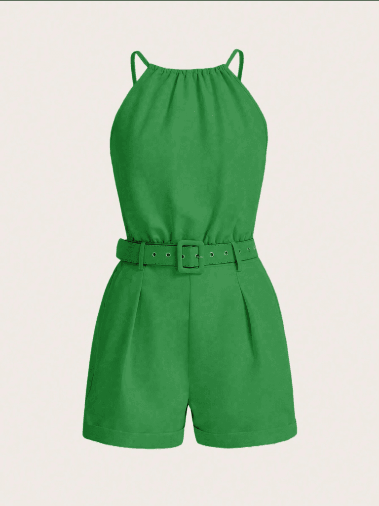 Women's Halter Neck Sleeveless Top and Shorts Two-Piece Set in Green - Janes - by Peralane - photo 5