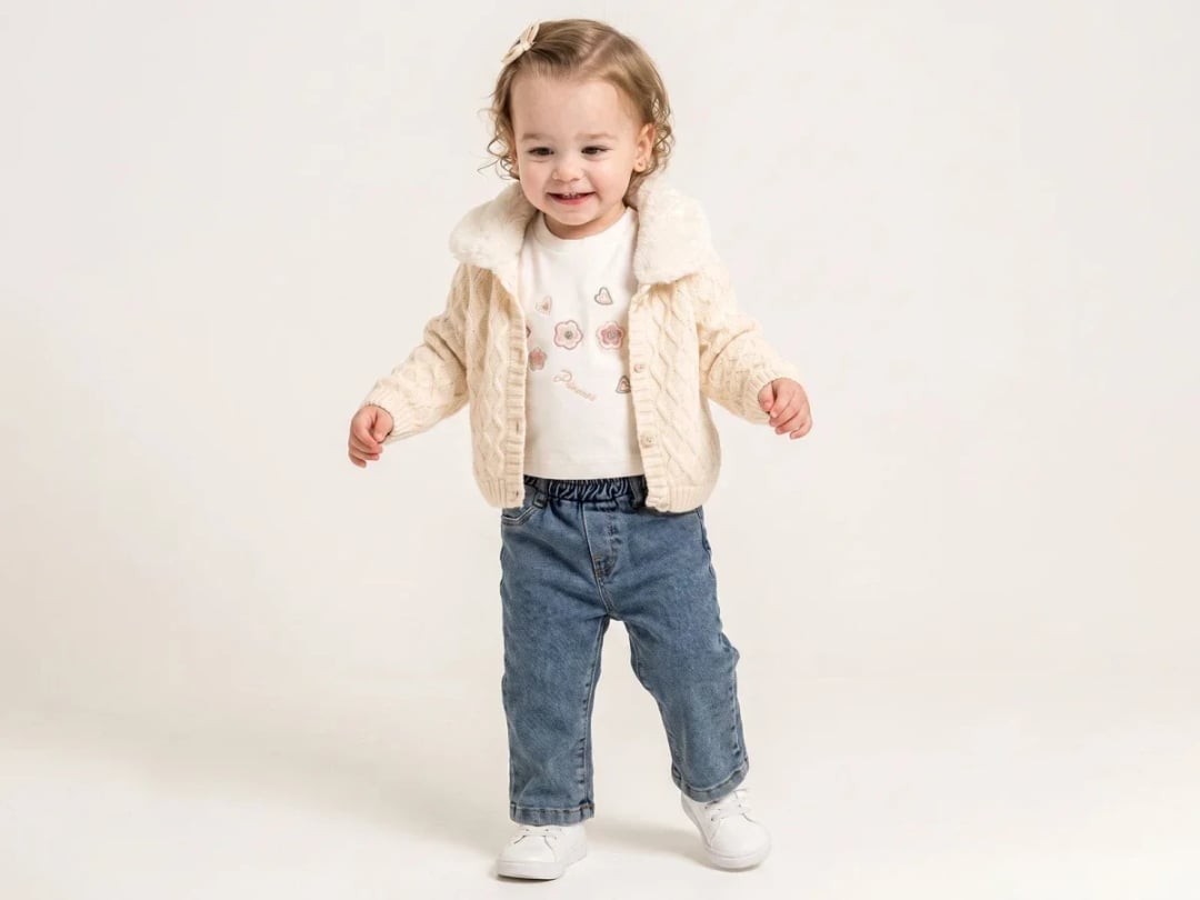 Girls' Knit Cardigan and Floral T-Shirt Set - Pampal Kids - by Peralane