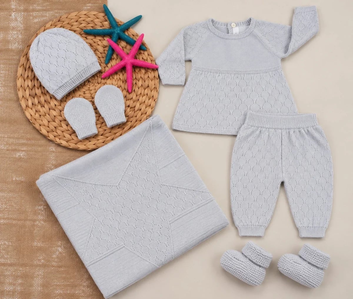 Babyset 10-Piece Knit Set in Light Grey - Has Bereket - by Peralane