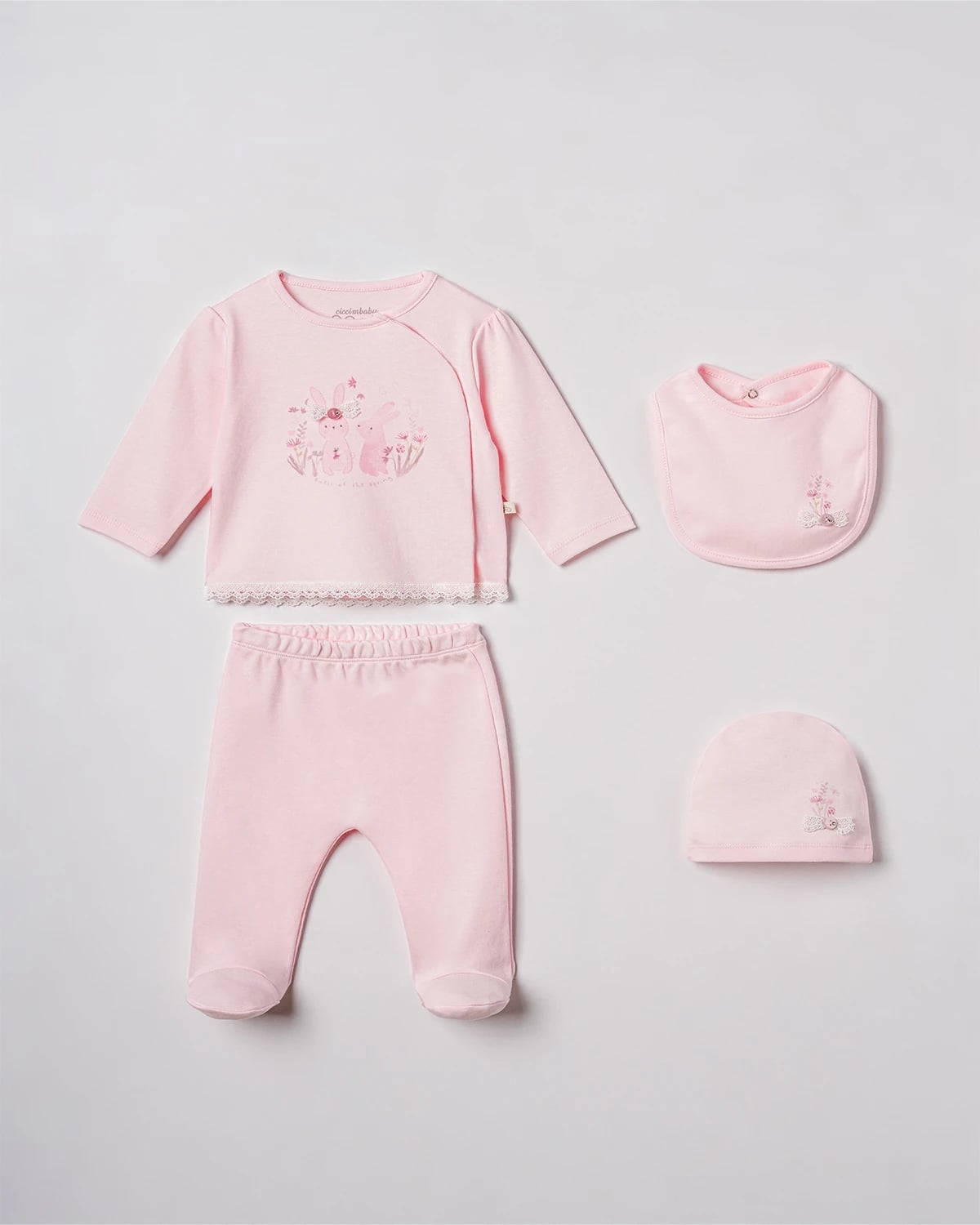 4-Piece Baby Girl Set with Bodysuit - Pink - Ciccimbaby - by Peralane