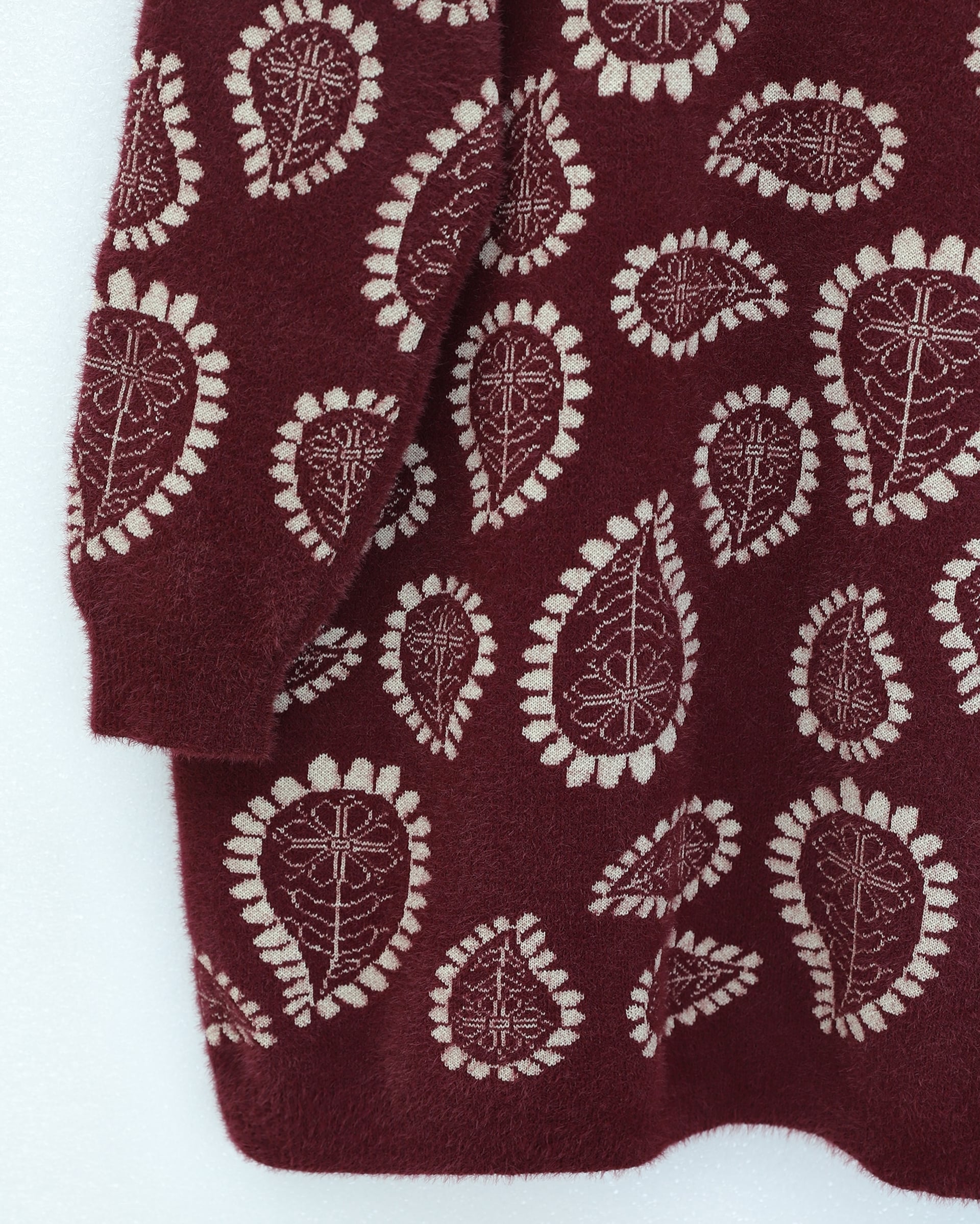 Crew Neck Drop Print Fringed Relaxed Knit Sweater - Stone - Podyumplus - by Peralane - photo 3