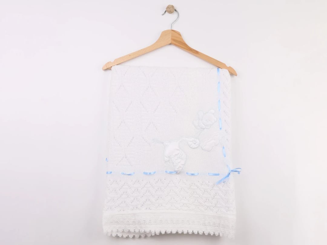 Stork Embroidered Baby Blanket - Mizmiz - by Peralane