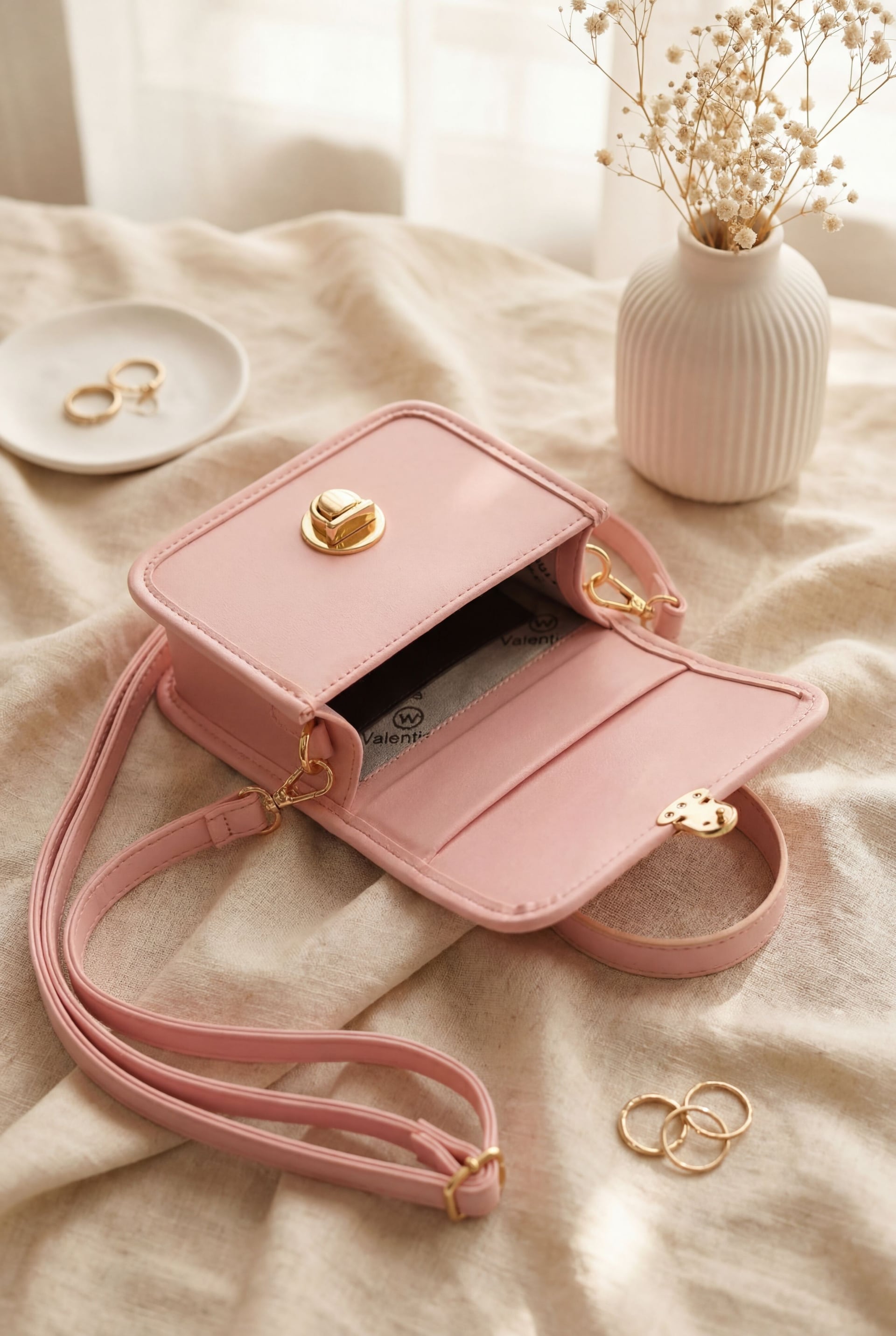 Box Bag with Lock Flap, Top Handle and Long Shoulder Strap - Powder - Podyumplus - by Peralane - photo 2