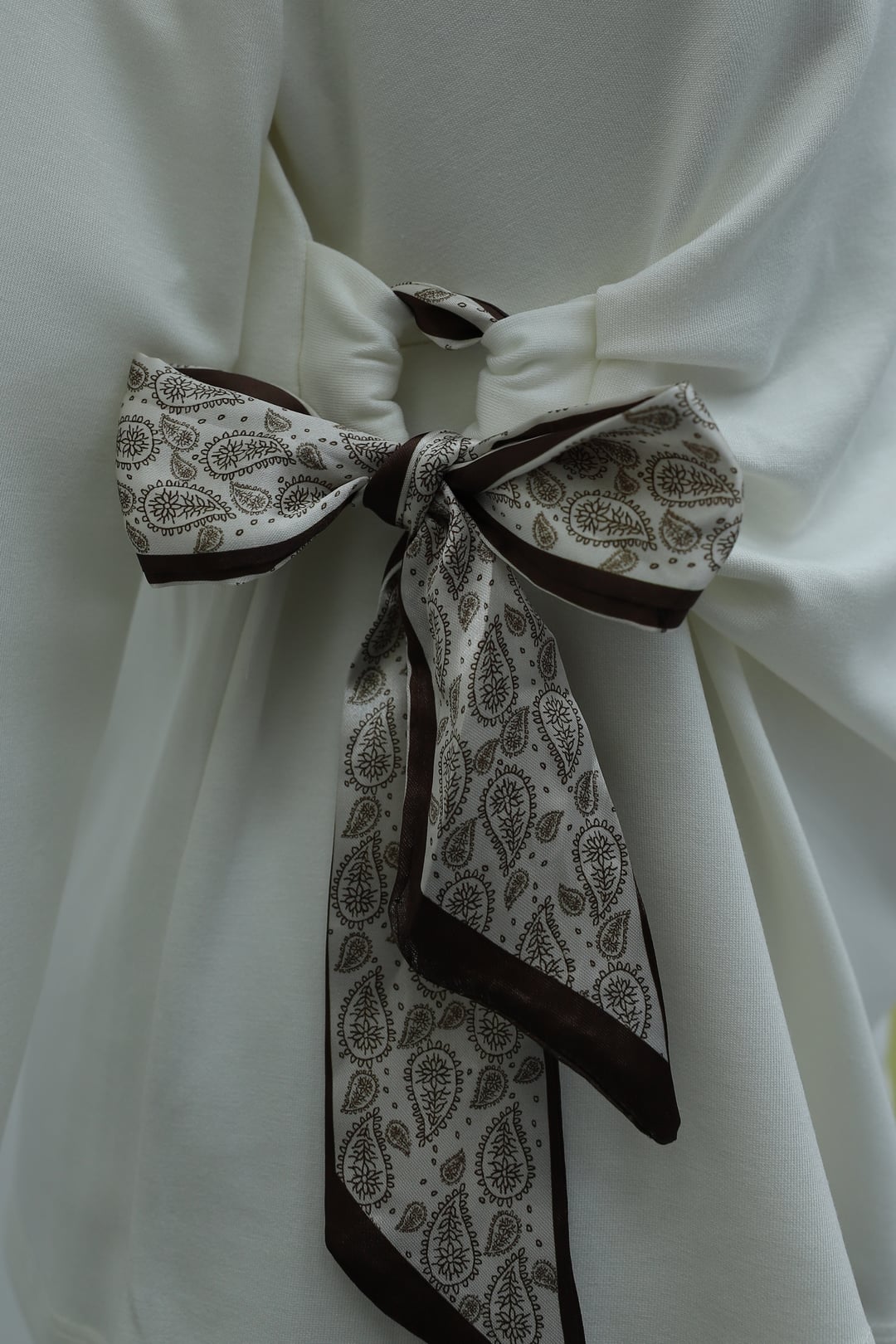Cream Side-Tie Blouse with Paisley Scarf Detail - Podyumplus - by Peralane - photo 8