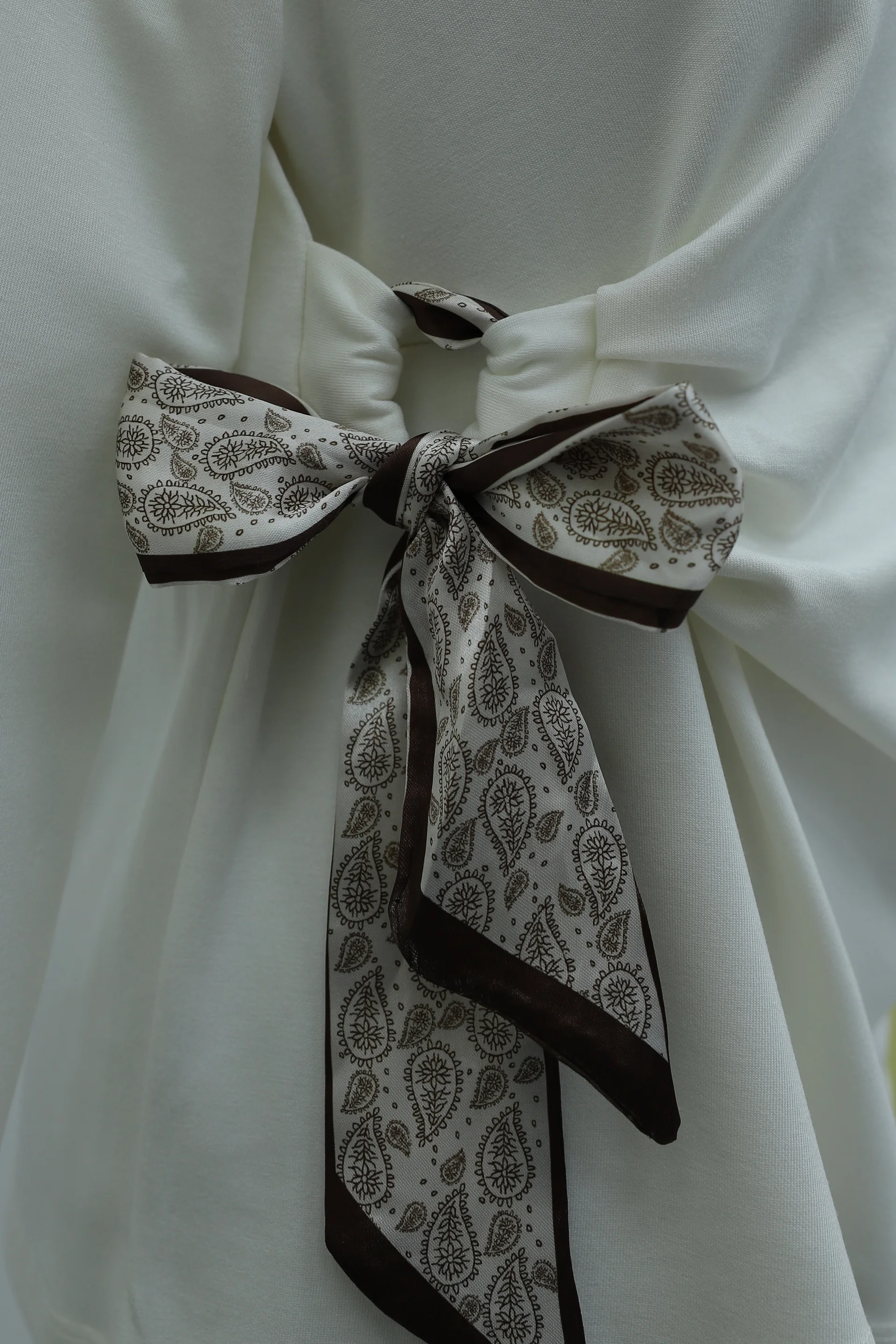 Cream Side-Tie Blouse with Paisley Scarf Detail - Podyumplus - by Peralane - photo 8
