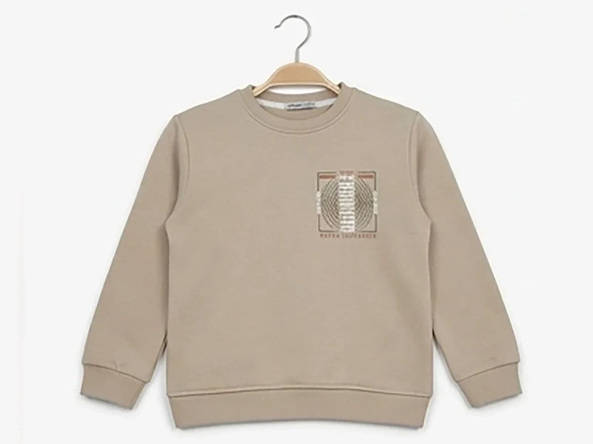 Forward Printed Brushed 3-Thread Boys' Sweatshirt - Beige - Tanem Kids - by Peralane