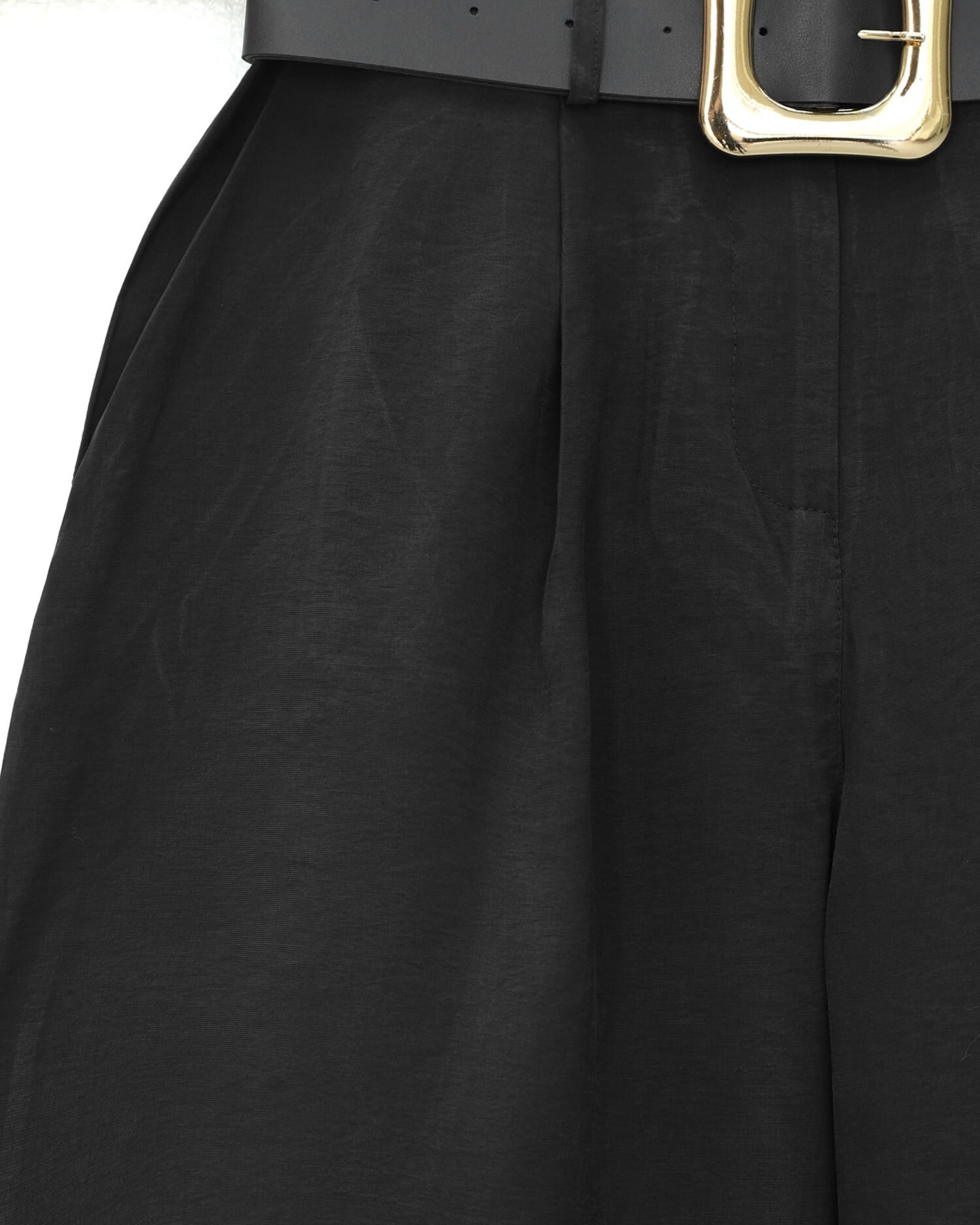 High-Waist Wide-Leg Pleated Modal Crepe Trousers with Belted Waist - Black - Podyumplus - by Peralane - photo 6