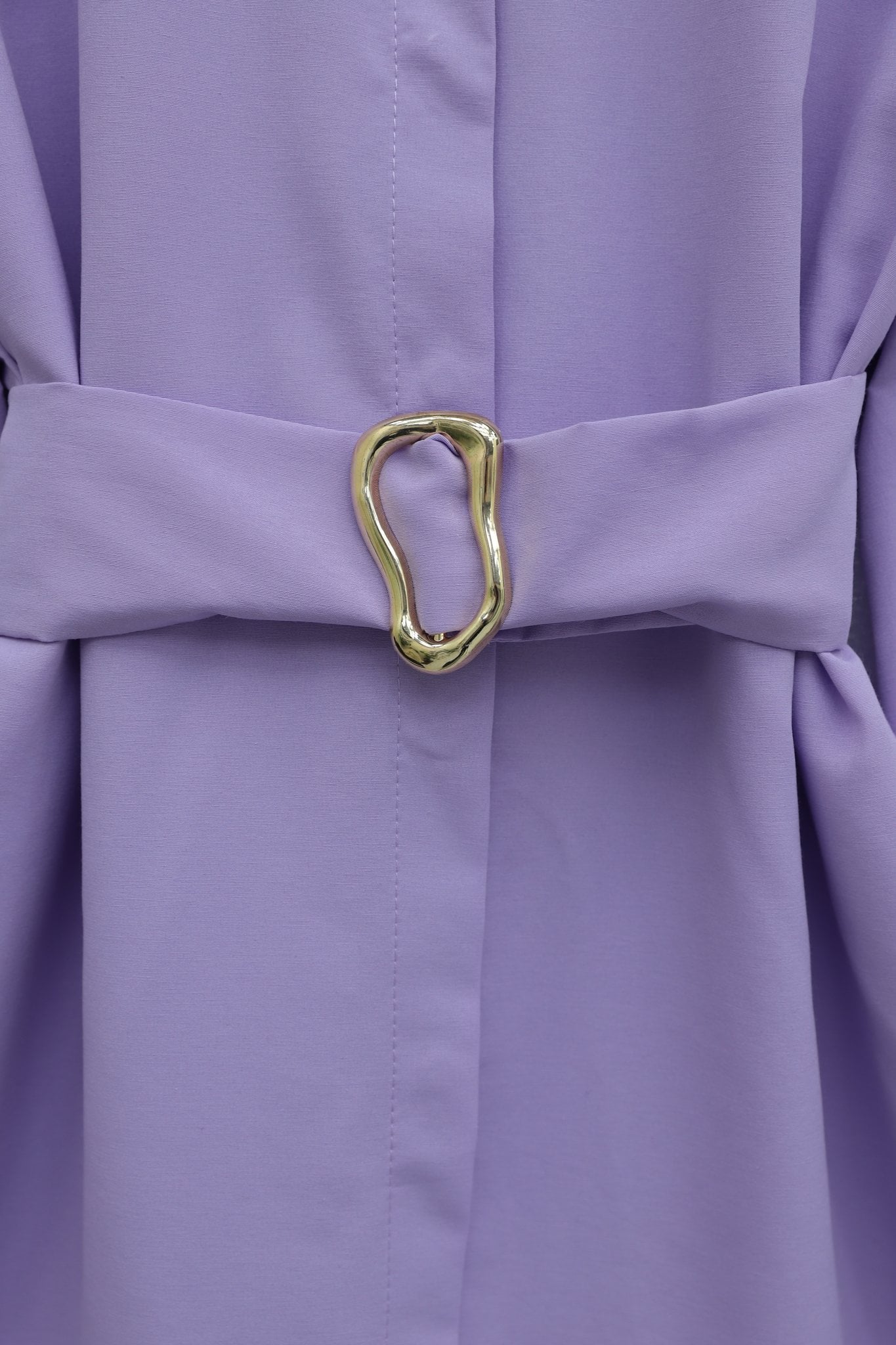Belted Double Cuff Poplin Tunic with Hidden Button Front - Lilac - Podyumplus - by Peralane - photo 10