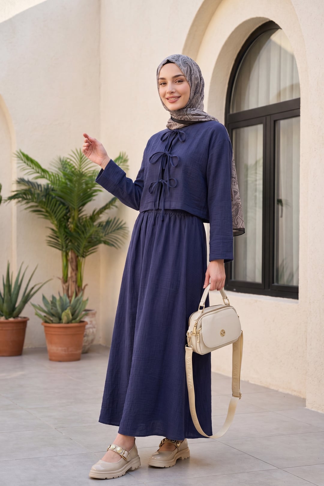 Lace-Front Elastic Waist Maxi Skirt Two-Piece Set - Navy - Podyumplus - by Peralane - photo 2