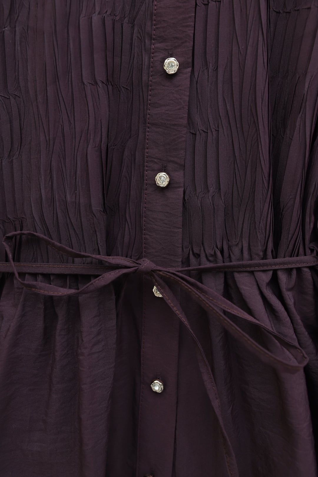 Spanish Sleeve Stone-Button Belted Cupra Tunic - Deep Plum - Podyumplus - by Peralane - photo 8