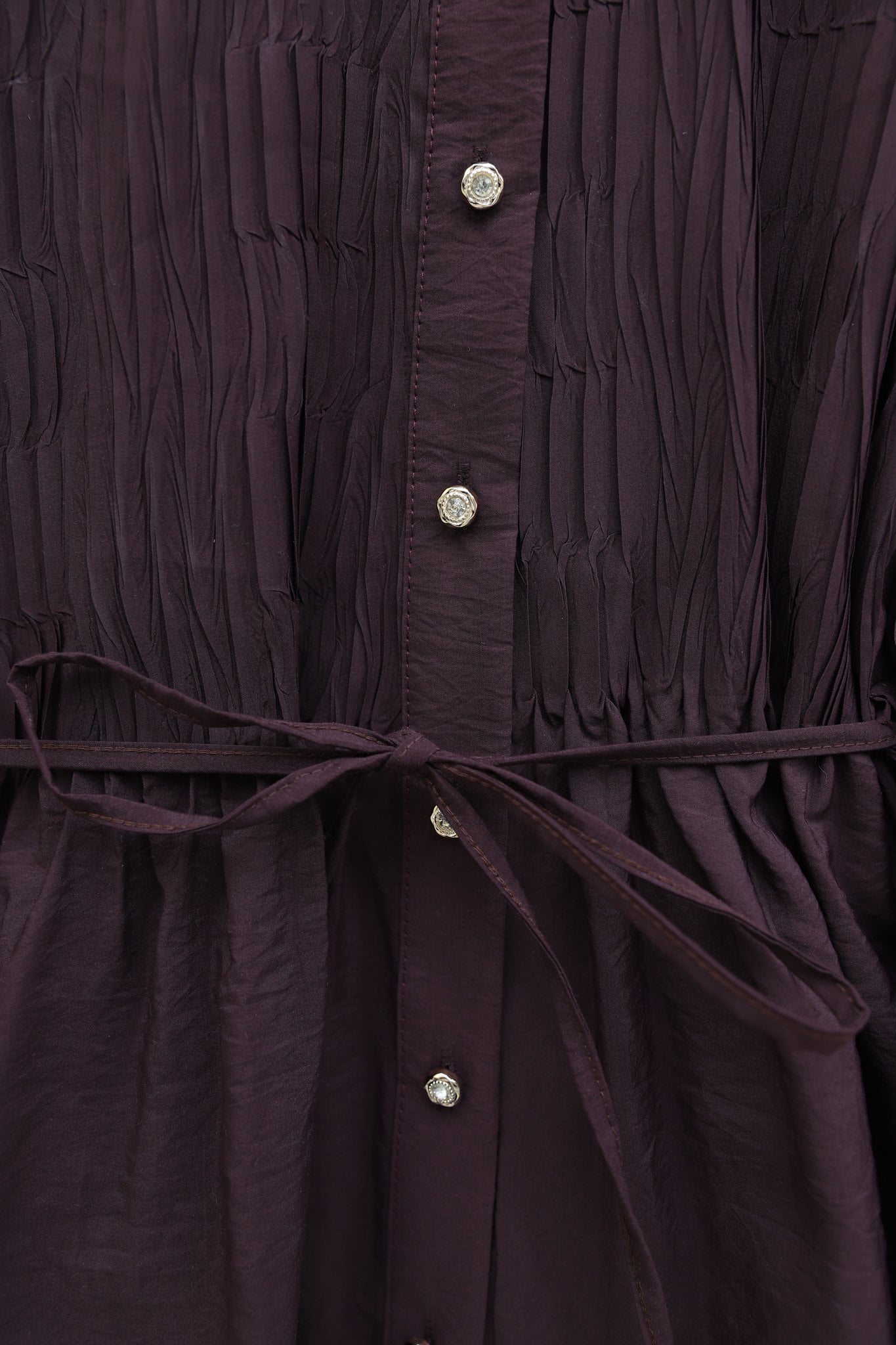 Spanish Sleeve Stone-Button Belted Cupra Tunic - Deep Plum - Podyumplus - by Peralane - photo 8