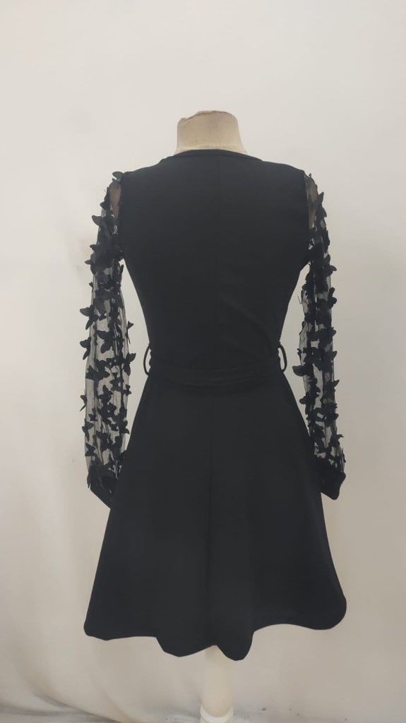 Women's Long Sleeve Crepe Dress with Butterfly Tulle Details and Belt - Janes - by Peralane - photo 3