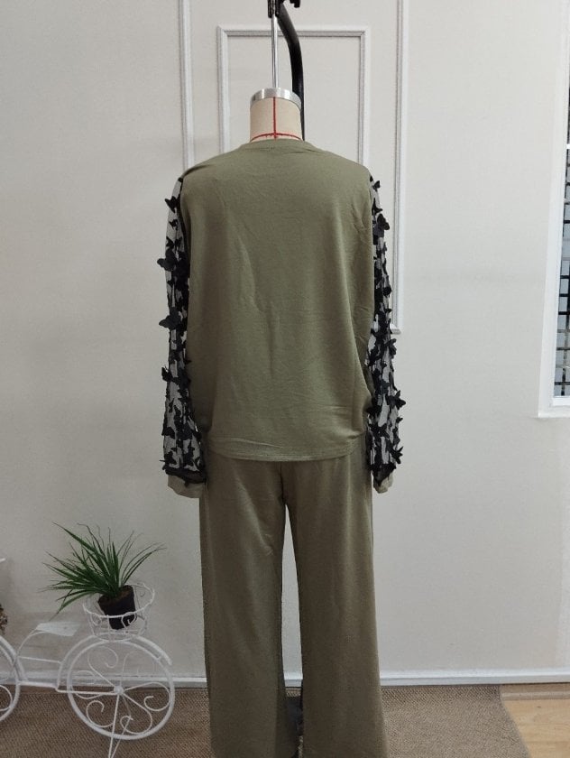 Women's Long-Sleeve Crew Neck Top and Wide-Leg Trousers Loungewear Set - Janes - by Peralane - photo 5