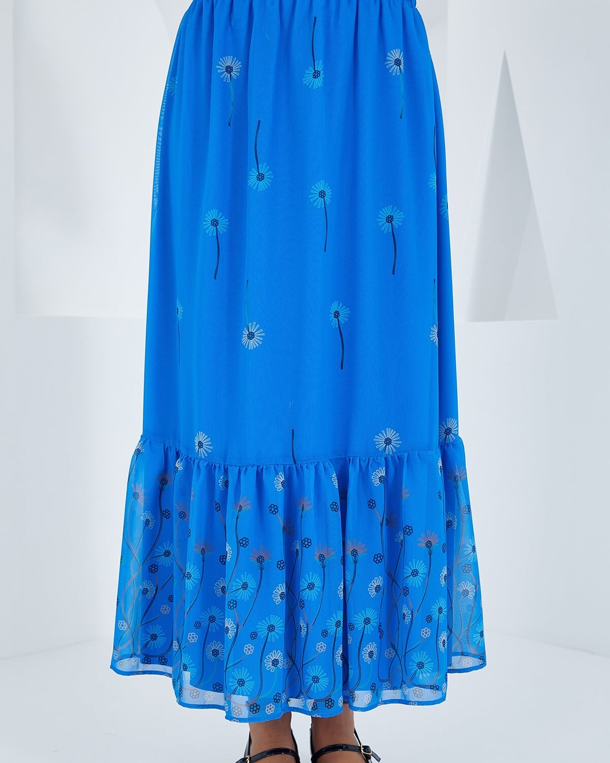 Women's Bright Blue Dandelion Print Chiffon Skirt - Bigdart - by Peralane - photo 2