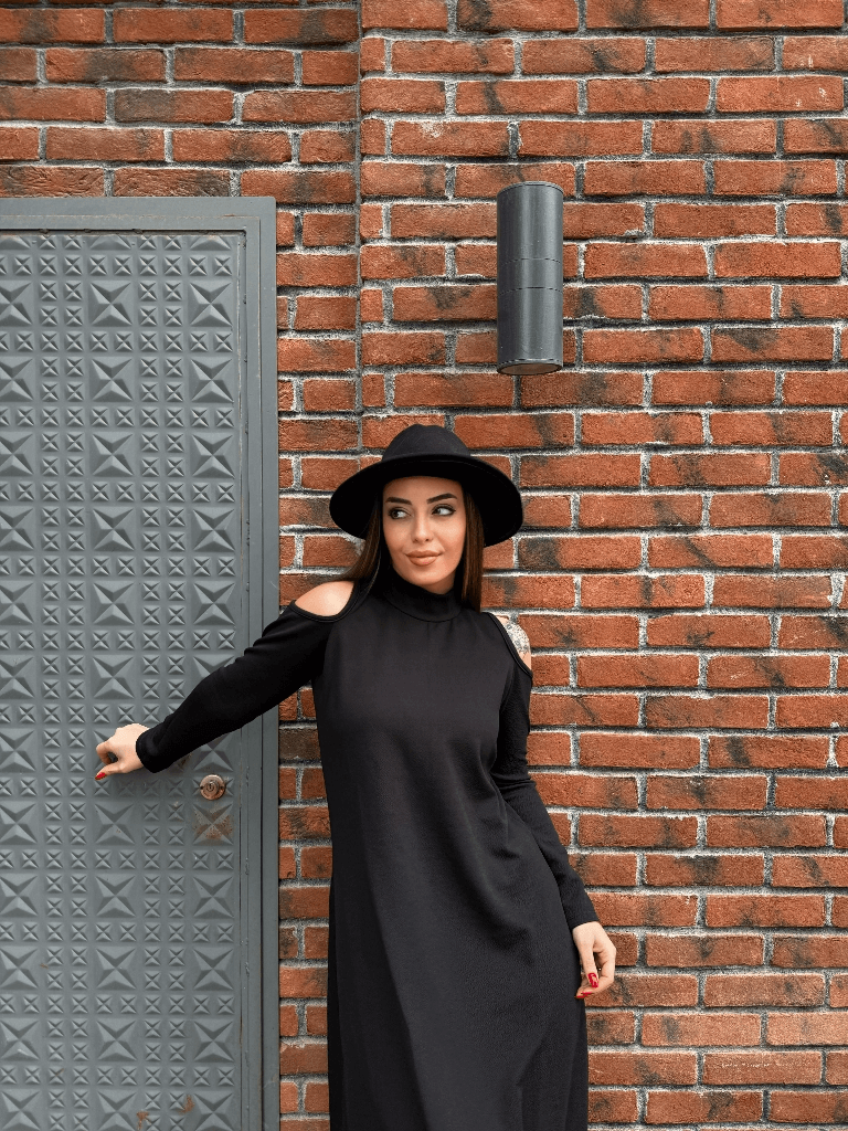 Women's High Neck Cold-Shoulder Long Sleeve Crepe Dress - Janes - by Peralane - photo 5