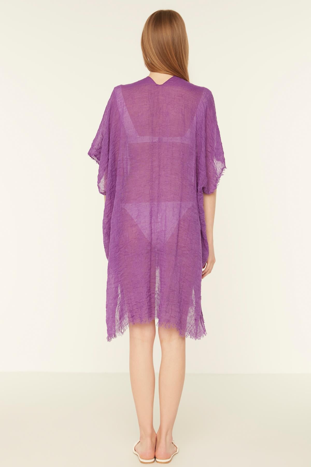 Lilac Crinkled Cover-Up Pareo with Asymmetric Hem - Nesvay - by Peralane - photo 3