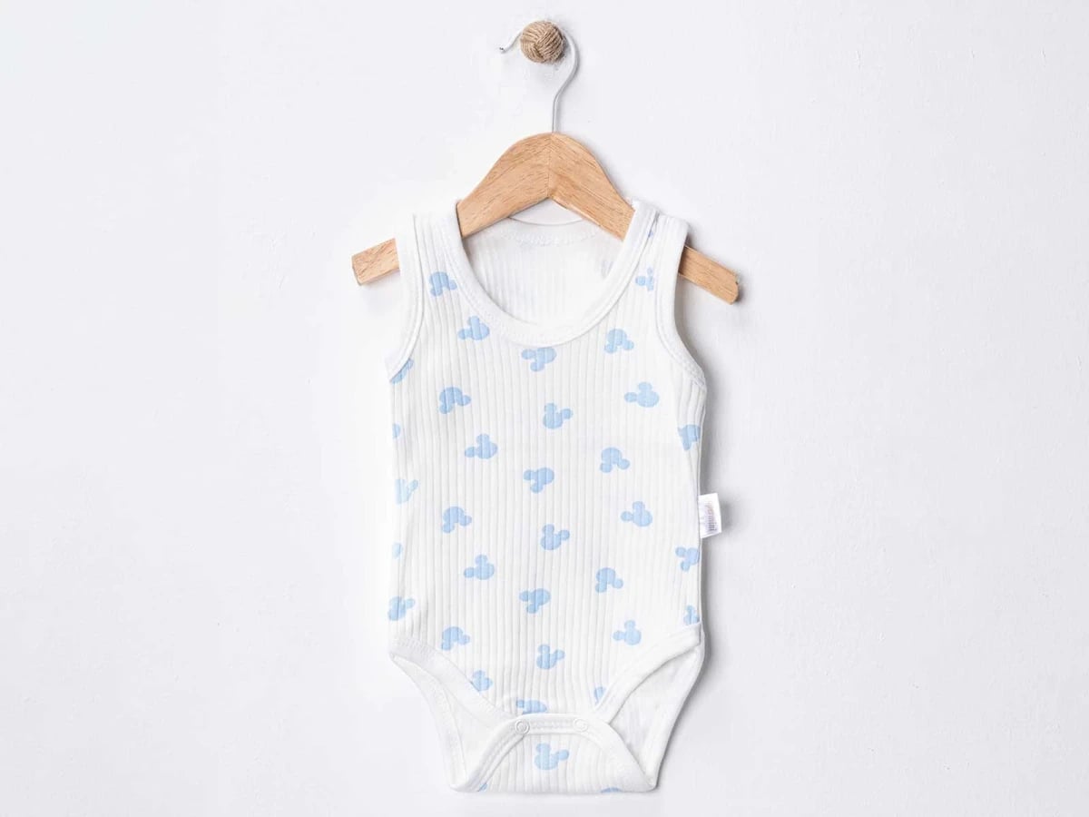 Blue Mouse Print Baby Bodysuit Pack of 4 - Supermini - by Peralane