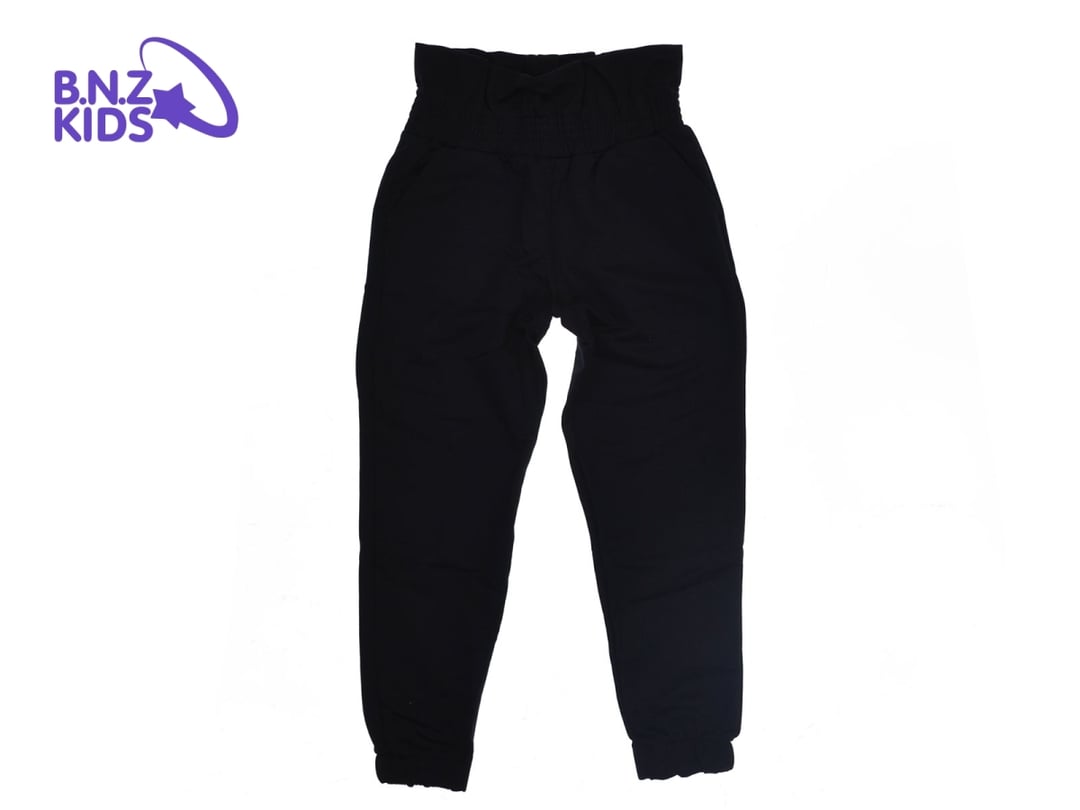 Girls' Black High Waist Drawstring Trousers (4-Pack) - Caribou - by Peralane