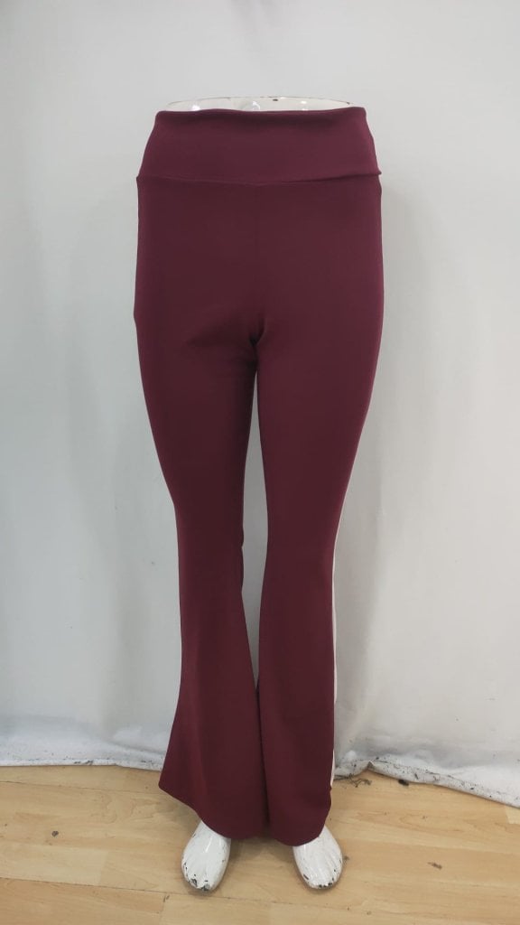 Women's High Waist Flared Leggings with Side Stripes - Dark Red - Janes - by Peralane - photo 5
