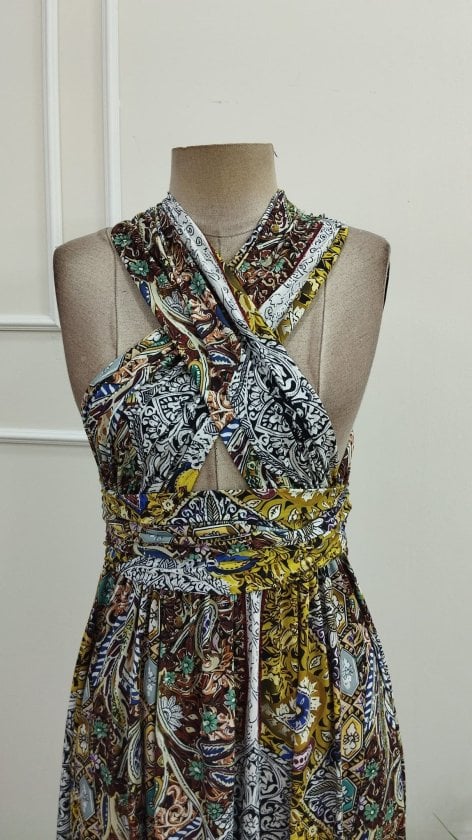 Women's Halter Neck Maxi Dress with Paisley Print and Criss-Cross Back - Janes - by Peralane - photo 5