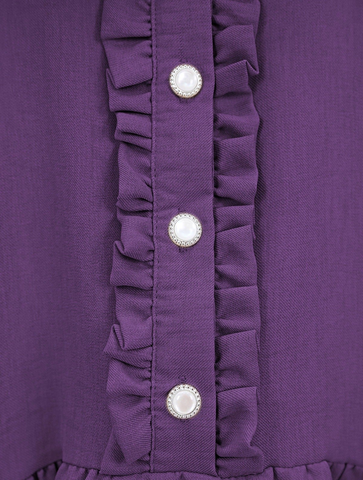 Ruffled Front Half-Button Linen Look Two-Piece Set - Deep Purple - Podyumplus - by Peralane - photo 3