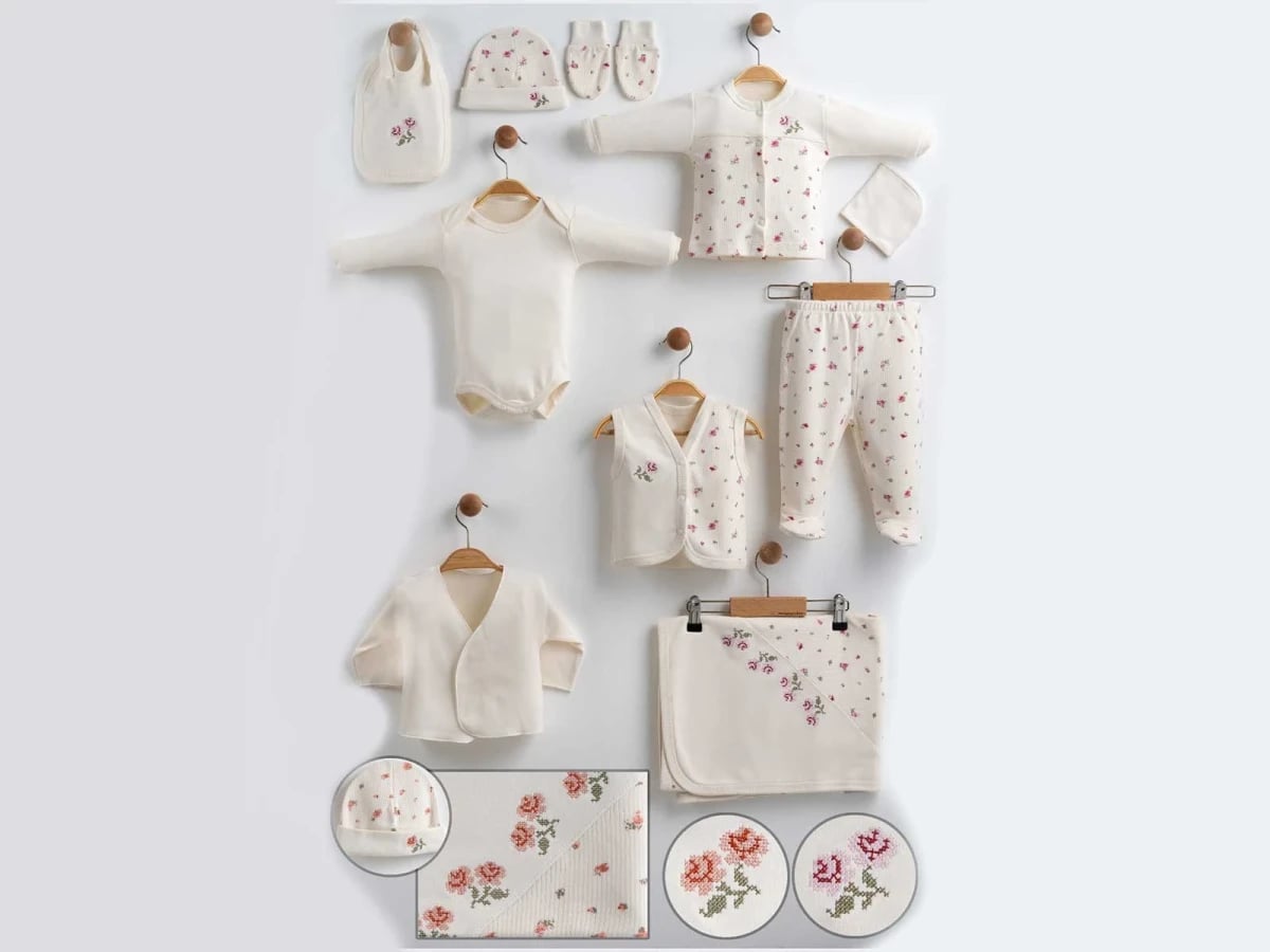 Floral Print 10-Piece Baby Girl Hospital Exit Bodysuit Set - Gaye Bebe - by Peralane