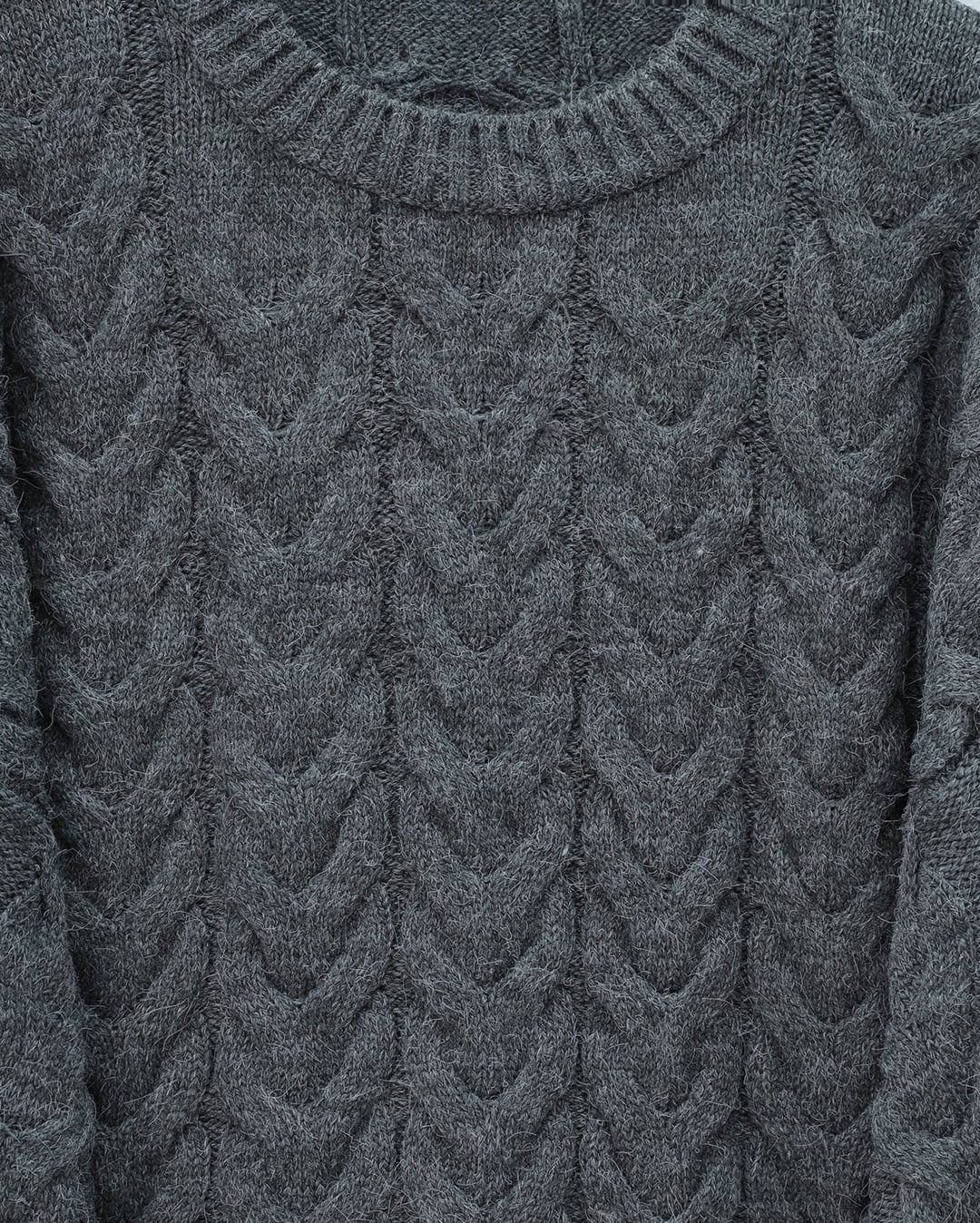 Cable Knit Crop Sweater in Dark Grey - Podyumplus - by Peralane - photo 4