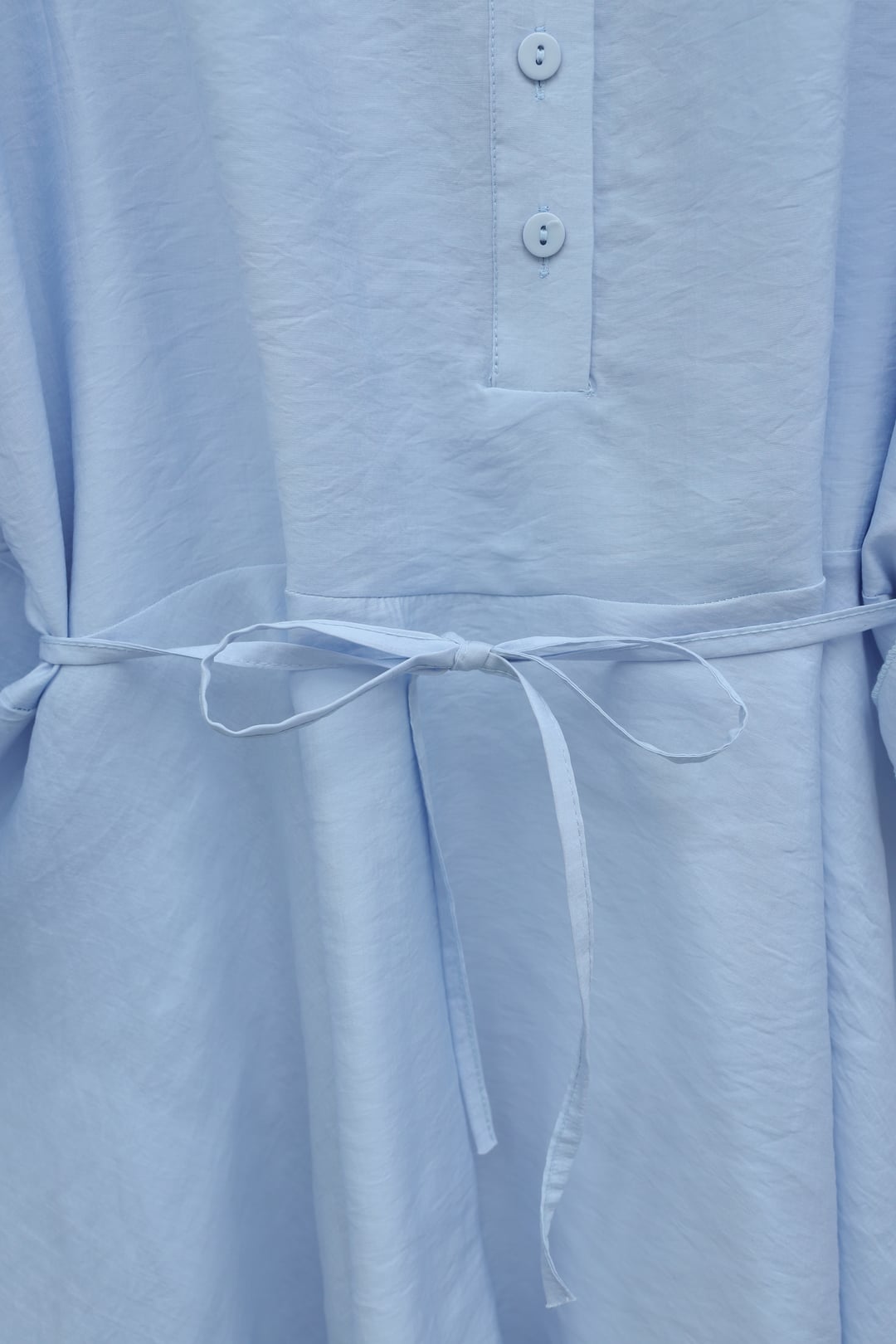 Buttoned Belted Batwing Sleeve Frill Oversize Modal Tunic - Baby Blue - Podyumplus - by Peralane - photo 7