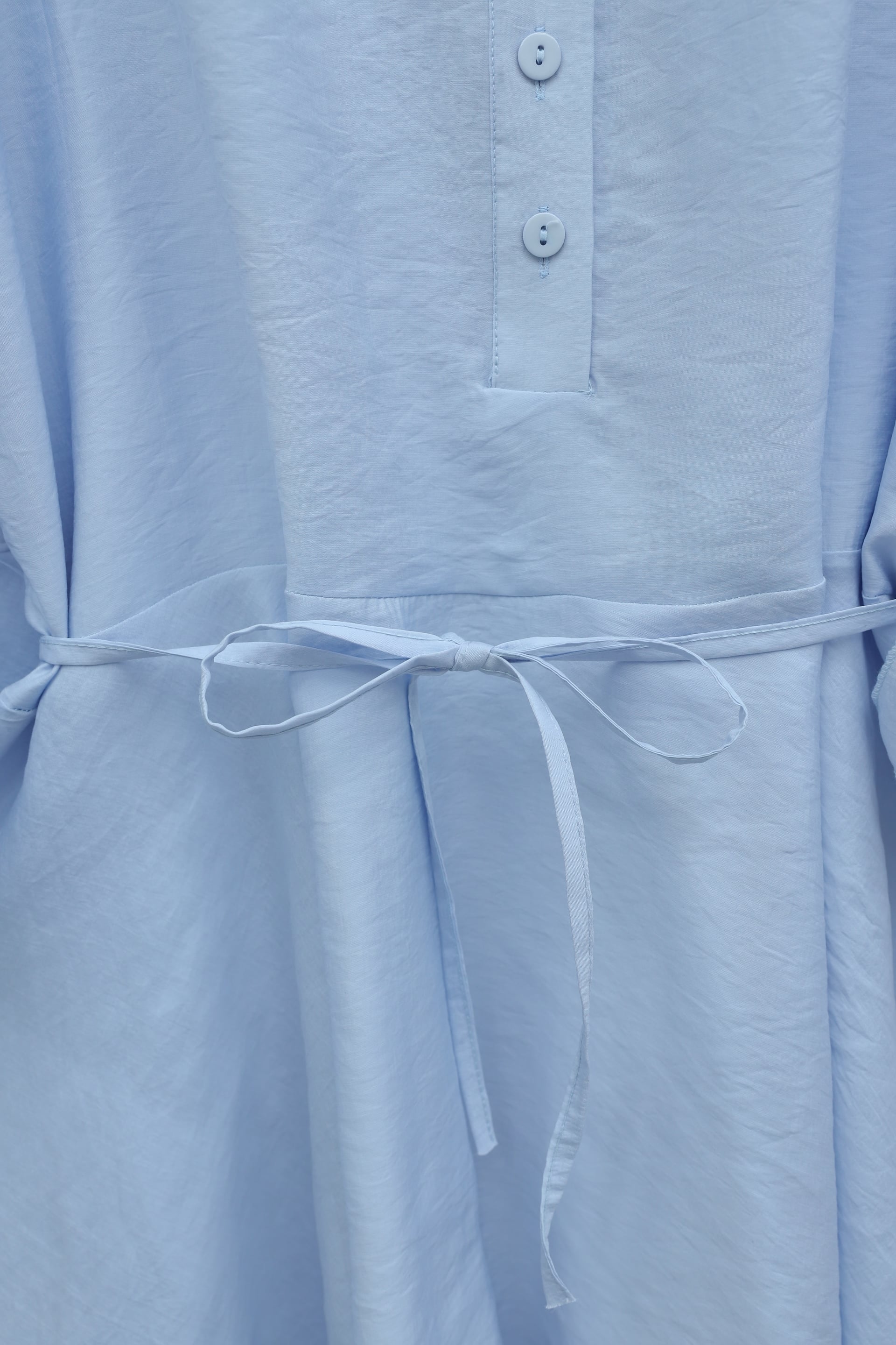 Buttoned Belted Batwing Sleeve Frill Oversize Modal Tunic - Baby Blue - Podyumplus - by Peralane - photo 7