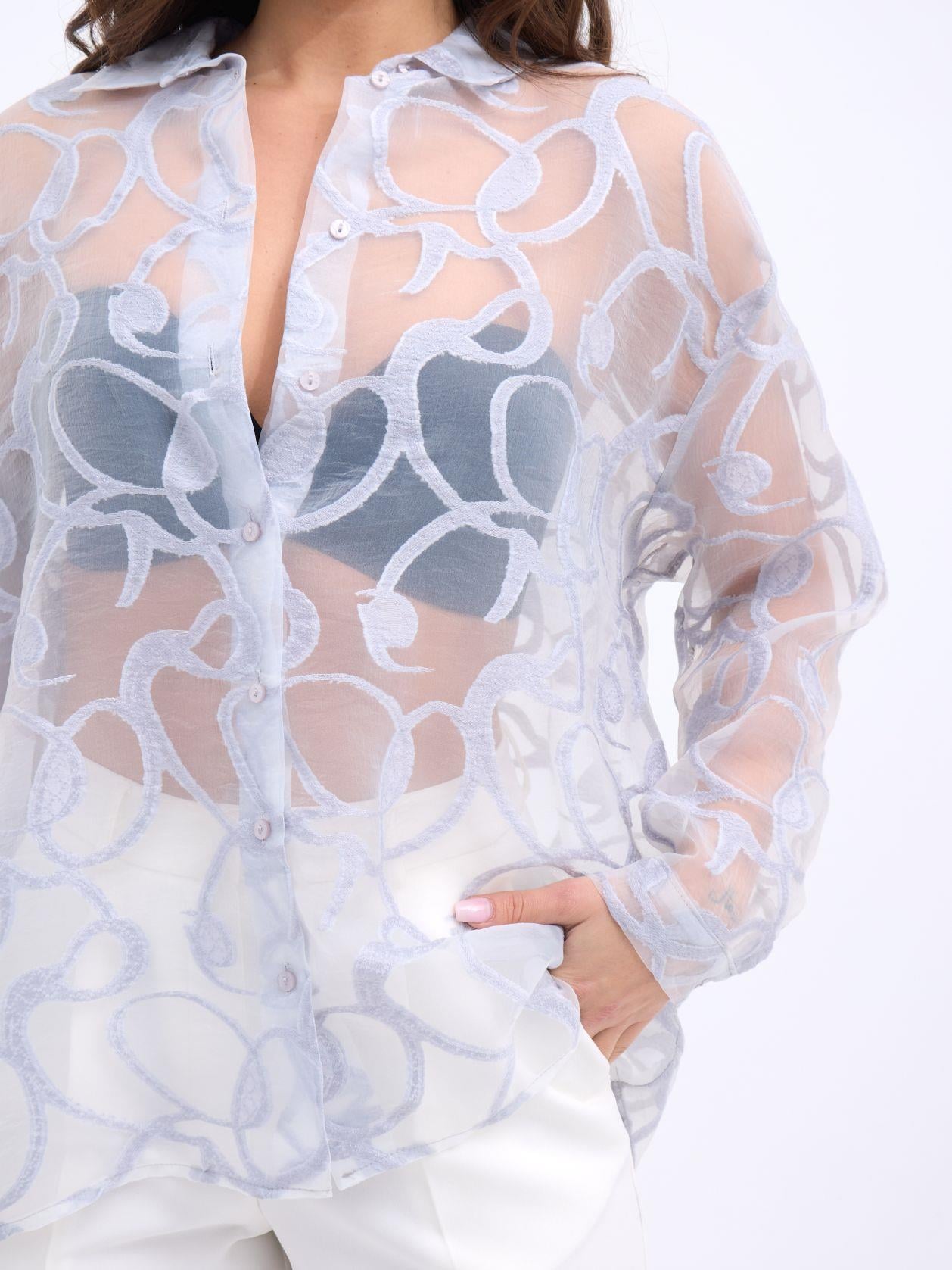 Floransa Sheer Long-Sleeve Blouse with Swirl Pattern - Fame - by Peralane - photo 3