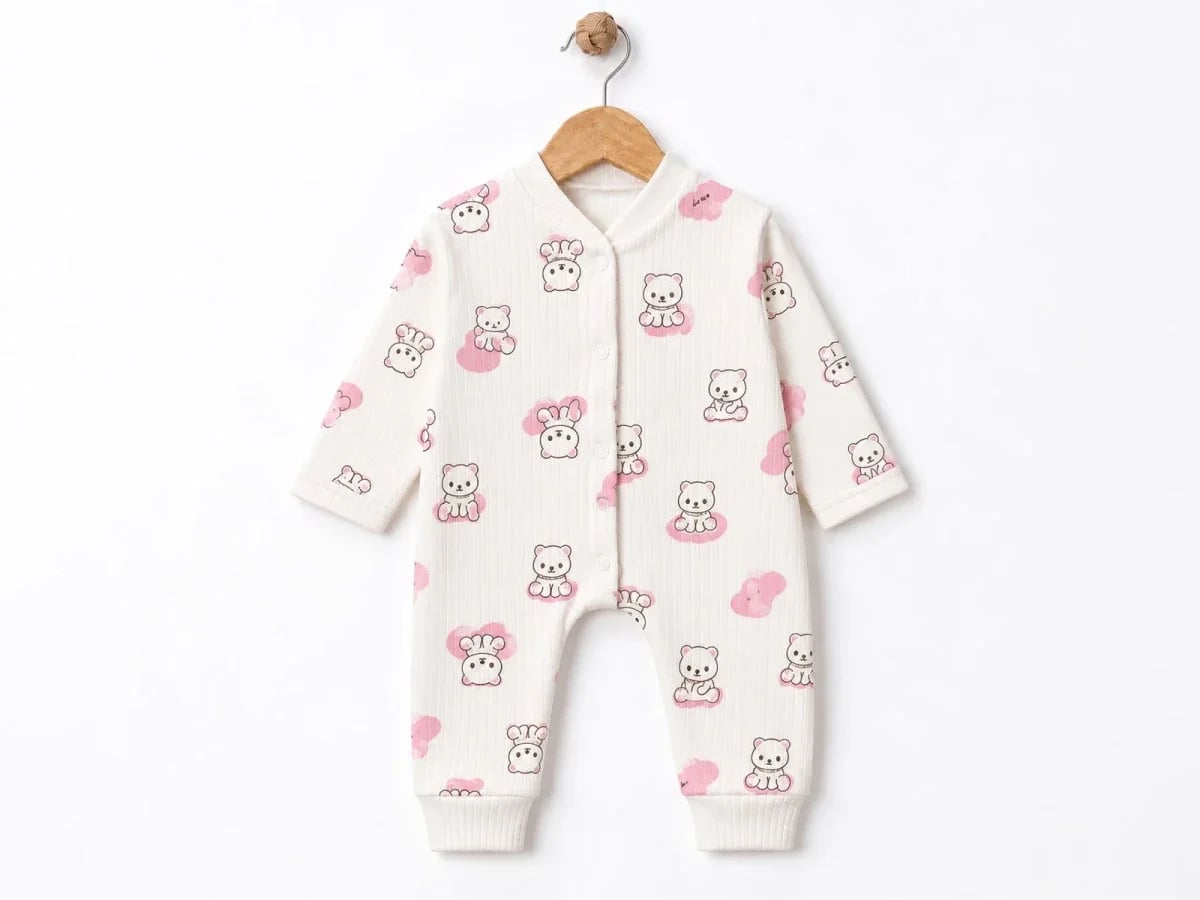 Baby Romper with Cloud and Teddy Bear Print - Supermini - by Peralane