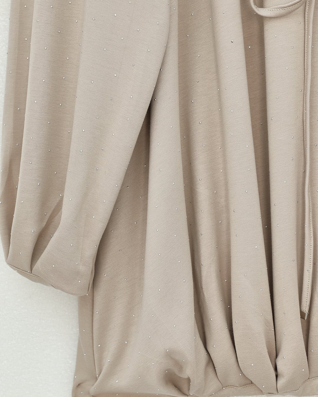 Half-Neck Drawstring Waist Sweatshirt Tunic - Light Beige - Podyumplus - by Peralane - photo 8