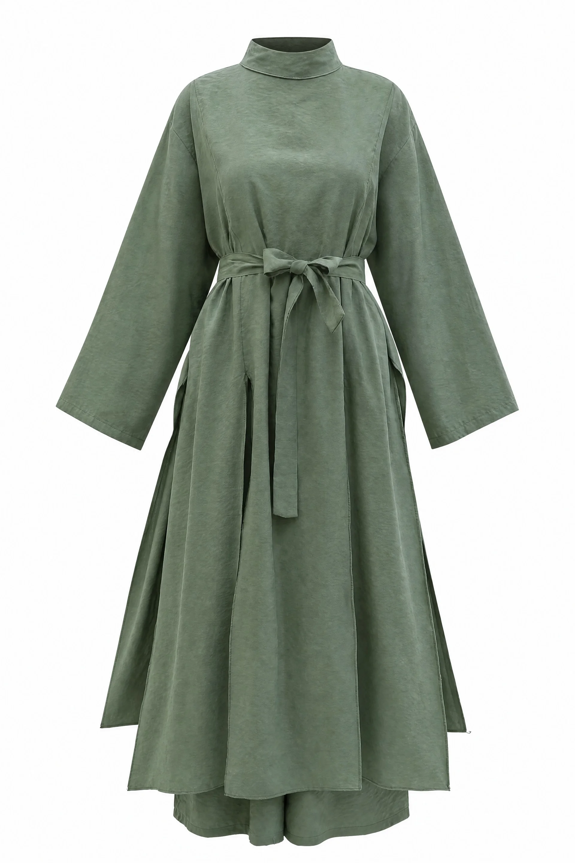 Olive Green Long Tunic and Wide-Leg Trouser Co-ord Set - Podyumplus - by Peralane - photo 5