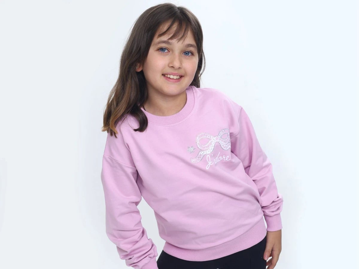 Girls' Sequined Bow Print Sweatshirt - Vizviz - by Peralane