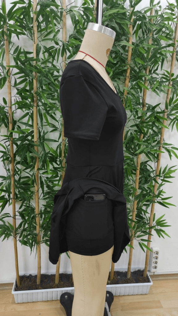 Women's Short-Sleeve Square Neck Dress with Pocket - Janes - by Peralane - photo 4