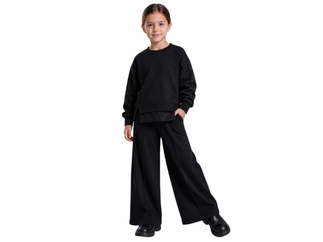 Glitter Striped Girls' Two-Piece Set - Black - Incilay - by Peralane