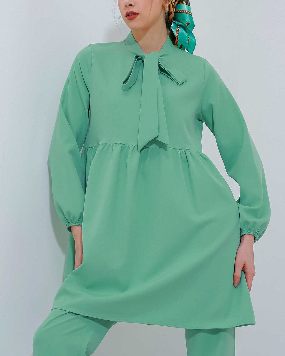 Women's Mint Knit Tunic and Trousers Two-Piece Modest Set 6654 - Bigdart - by Peralane - photo 5
