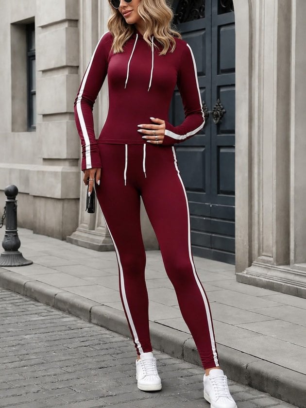 Women's Long Sleeve Hooded Drawstring Brushed Sweatshirt and Leggings Two-Piece Set - Janes - by Peralane - photo 2