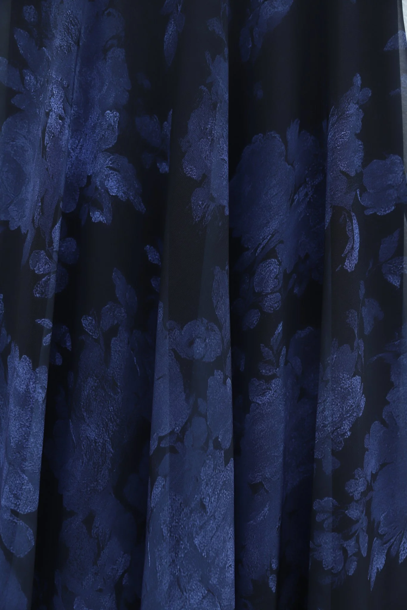 Navy Blue Floral Jacquard A-Line Maxi Skirt with Side Zipper - Podyumplus - by Peralane - photo 7